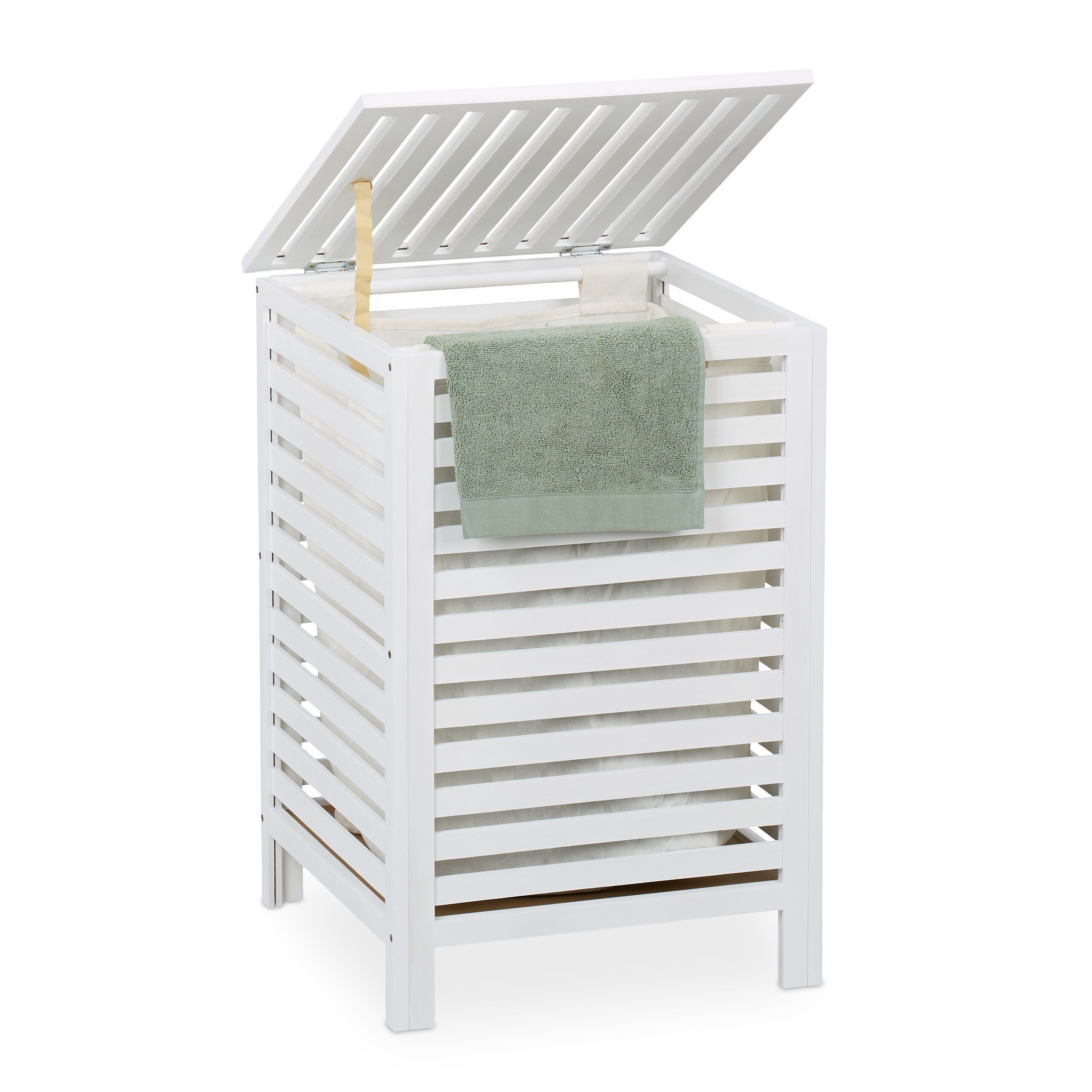 relaxdays Wäschekorb Wäschetruhe Walnuss mit Sack günstig online kaufen