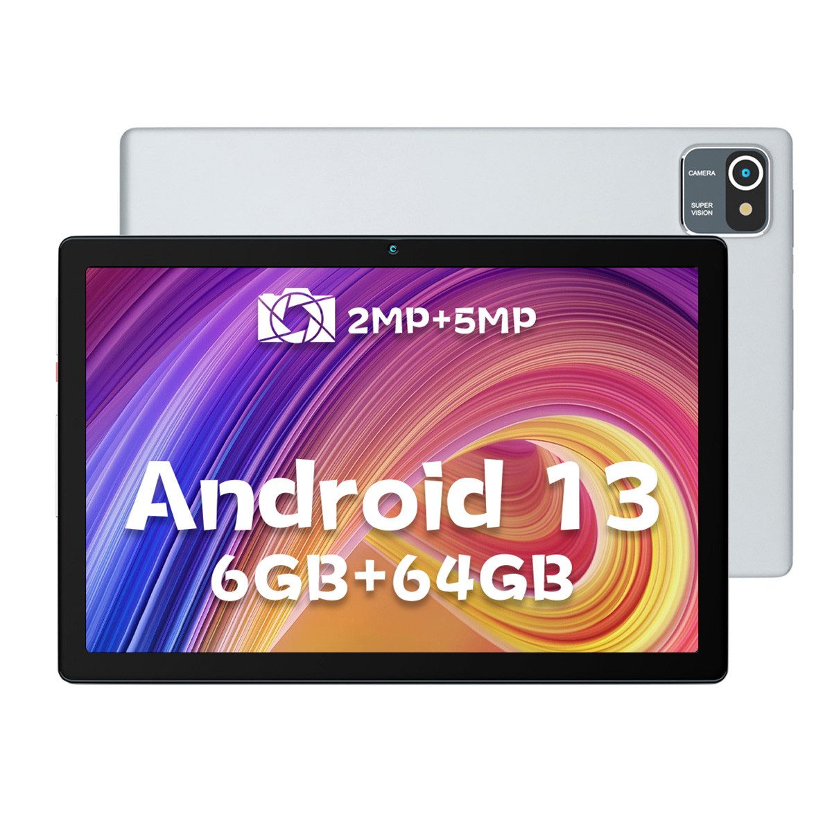 BUFO 10 Zoll HD Display 2GB RAM 64GB Erweiterbar auf 128 GB WiFi Android 13 Tablet (10,1", 64 GB, Android 13, WiFi, Große Kapazität, Google-Diensten und -Apps, für Arbeit/Uni)