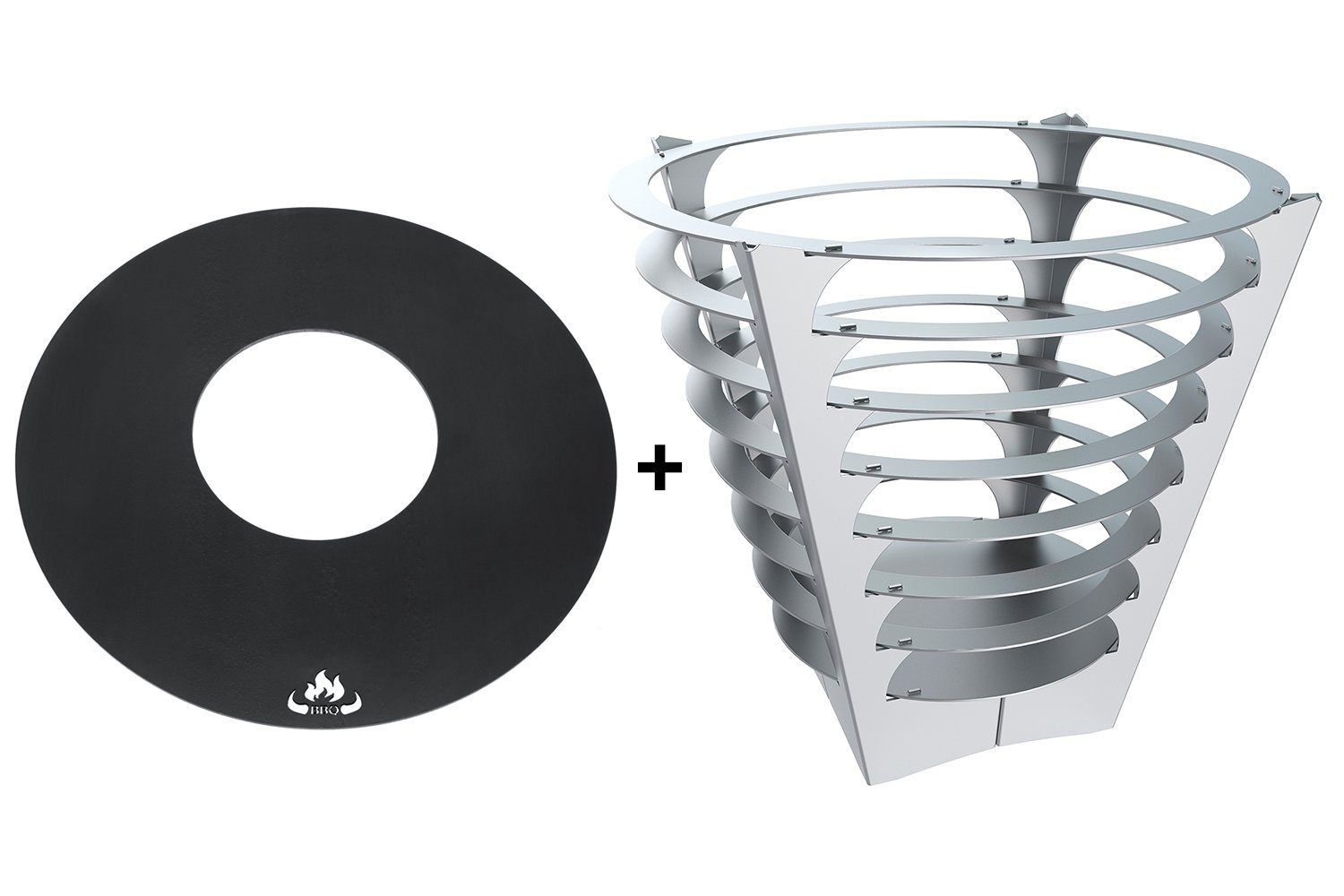 teileplus24 Feuerkorb FT09 Feuertonne + Grillring Komplettset Feuerkorb + Grillplatte