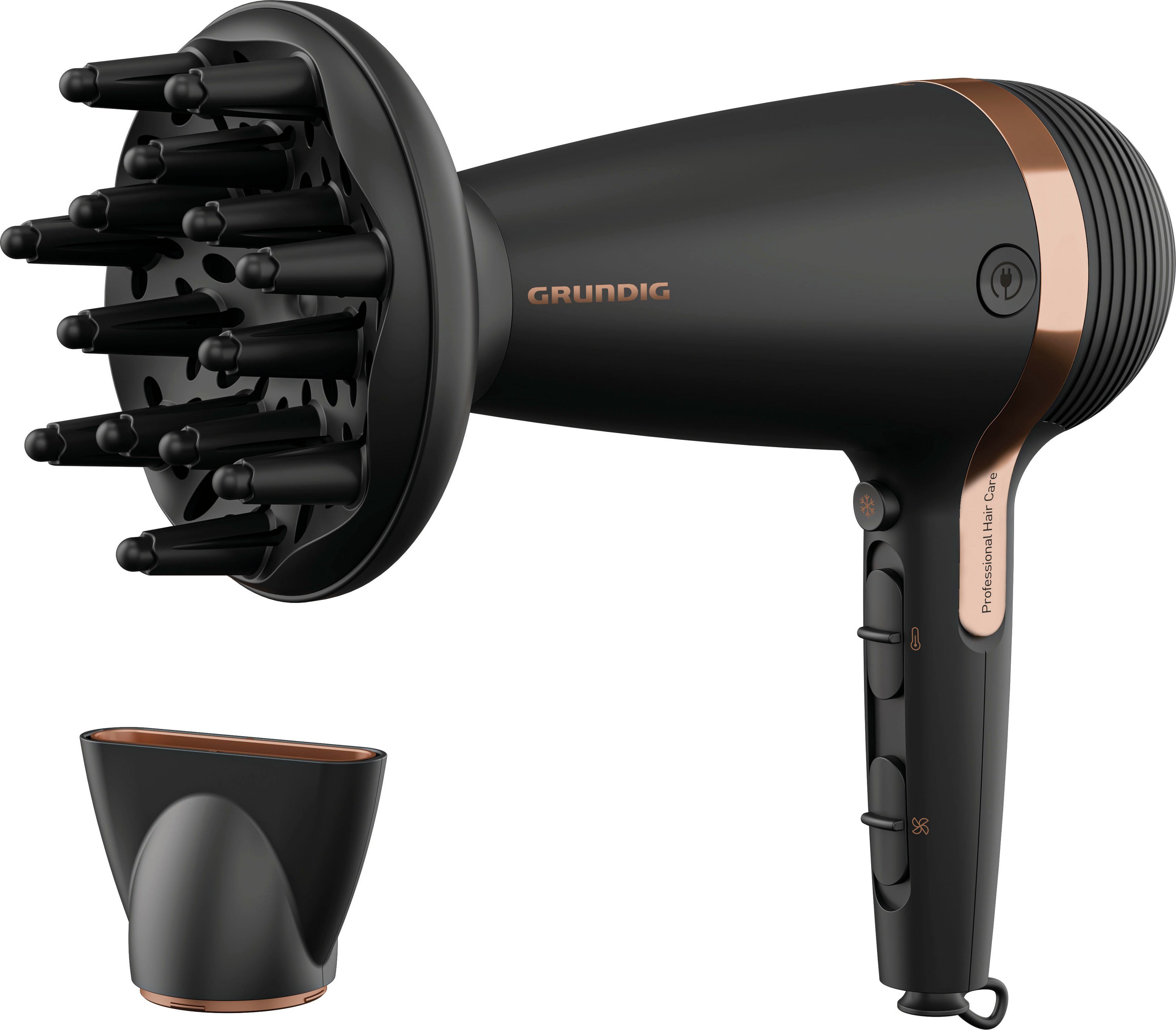 Grundig Ionic-Haartrockner HD 7081, 2100 W, 2100W Haartrockner NaturaShine mit Ionen & Keramikschutz schwarz