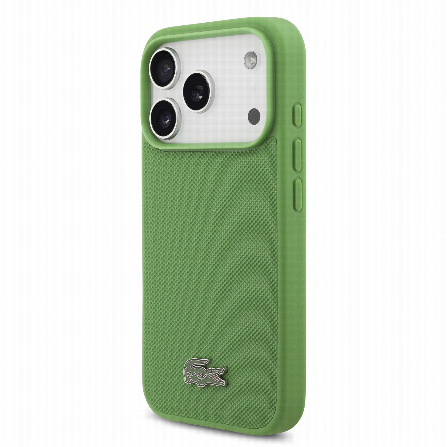 Lacoste Handyhülle iPhone 18 Pro MagSafe Petit Pique Hülle Kunstleder grün Logo Metall 6,3 Zoll, Kantenschutz – Bild 2 von 5