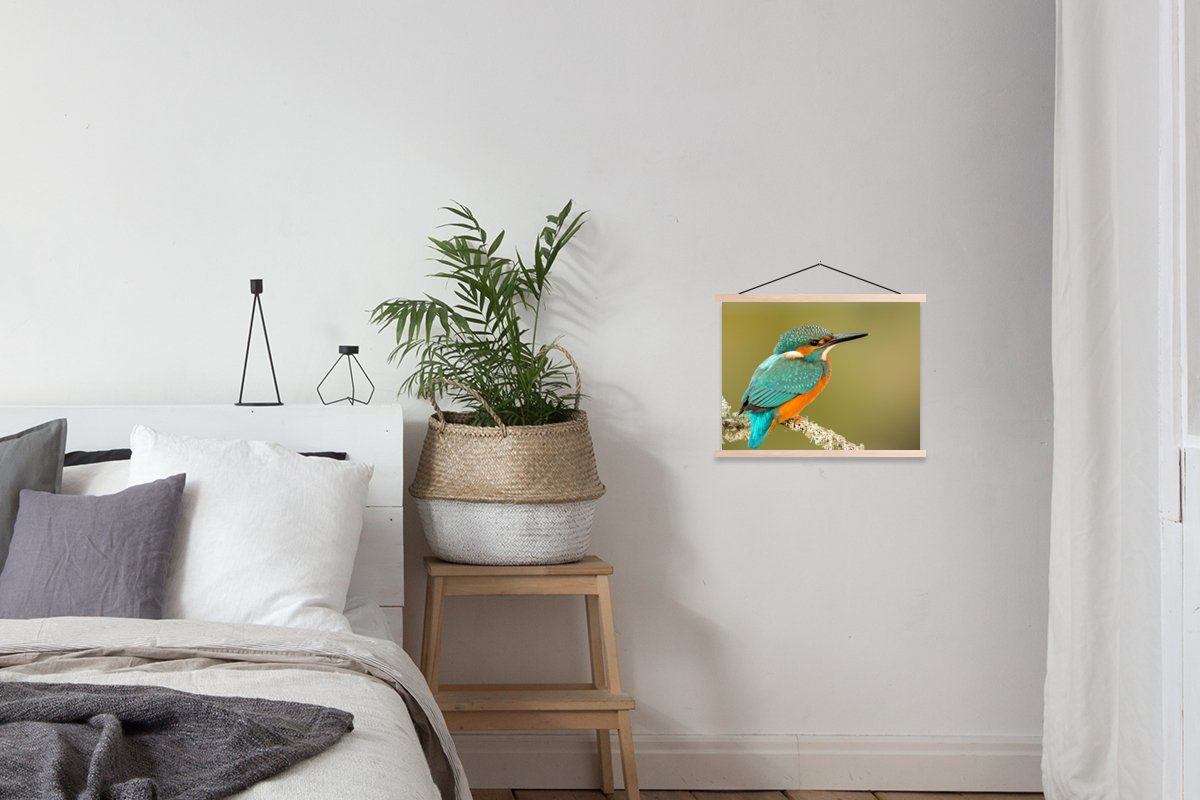 Vogel, Poster Eisvogel MuchoWow Wohnzimmer, Tiere (1 für - Magnetisch St), Textilposter Bilderleiste, - Posterleiste,