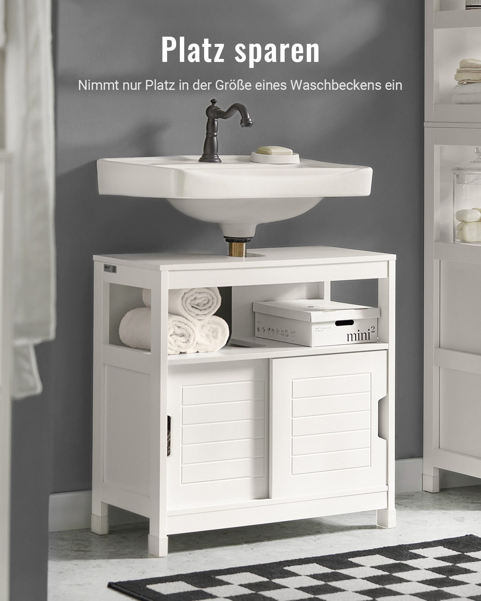 SoBuy Waschbeckenunterschrank FRG128 Badezimmerschrank mit 2 günstig online kaufen