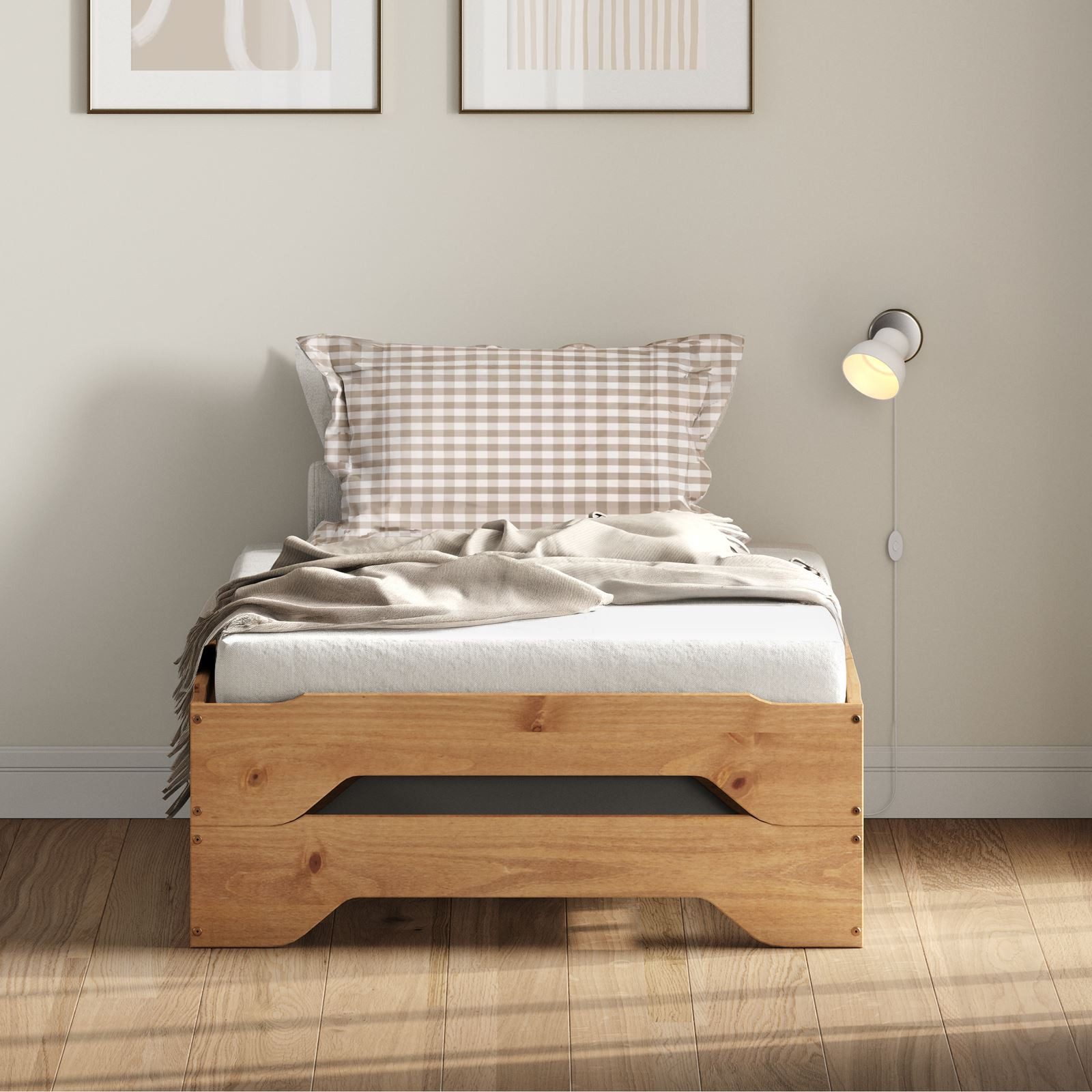 IDIMEX Funktionsbett RONNY, Gästebett aus Massivholz stapelbar eiche farben günstig online kaufen