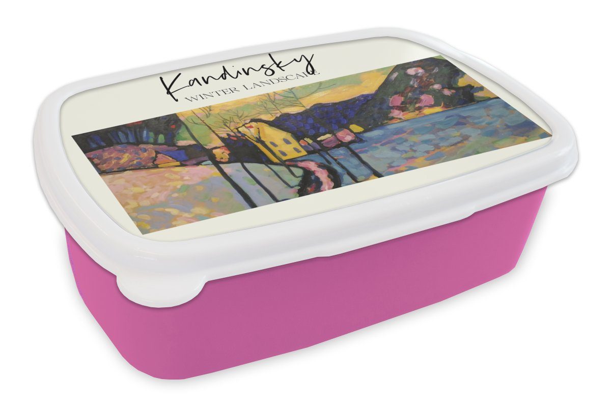 MuchoWow Lunchbox Winterlandschaft - Wassily Kandinsky, Kunststoff, (2-tlg), Brotbox für Erwachsene, Brotdose Kinder, Snackbox, Mädchen, Kunststoff rosa