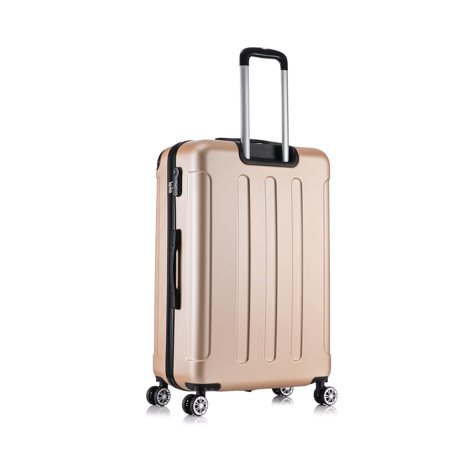 Flexot Hartschalen-Trolley F-2045 Kofferset, 360° Rollen, robuster Reisekoffer, Bordcase, 4 Rollen, Robuster und moderner Koffer mit vier 360° Rollen und Zahlen – Bild 5 von 5