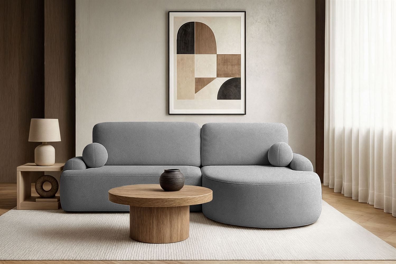 Lookway Ecksofa CLEO Rundes Ecksofa mit Schlaffunktion und Bettkasten, mit Bettfunktion und Bettkasten