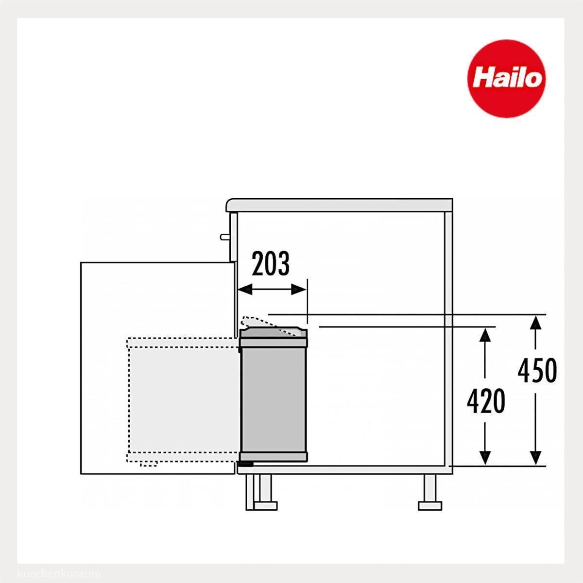 Hailo Einbaumülleimer Hailo Abfallsammler 3416001 MF Swing Duo 16 Liter weiß, 3416001 für Schrankbreite ab 450 mm mit Drehtür