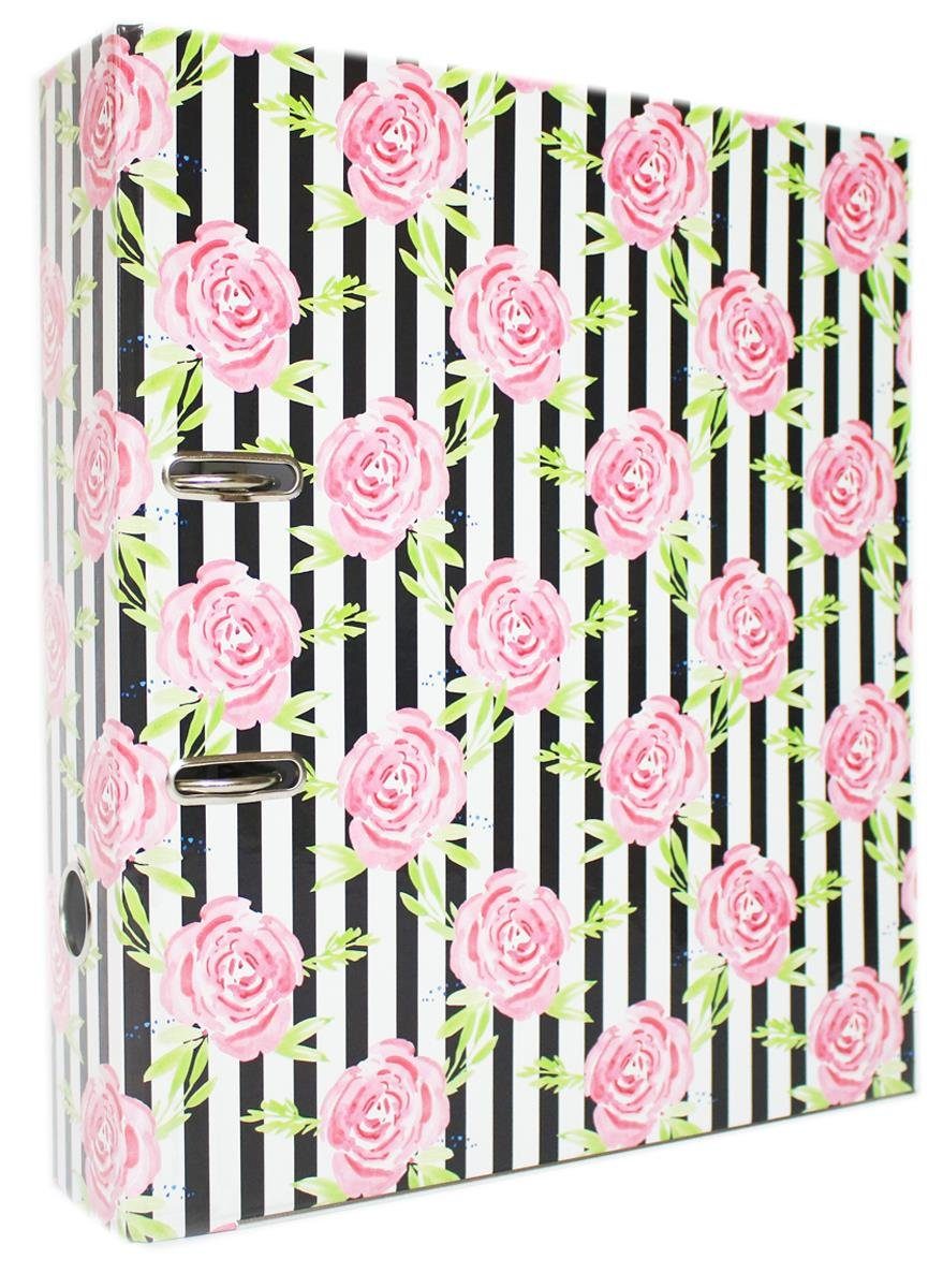 Aktenordner ADINA Motivordner 8cm Rosen auf sw ws Hintergrund