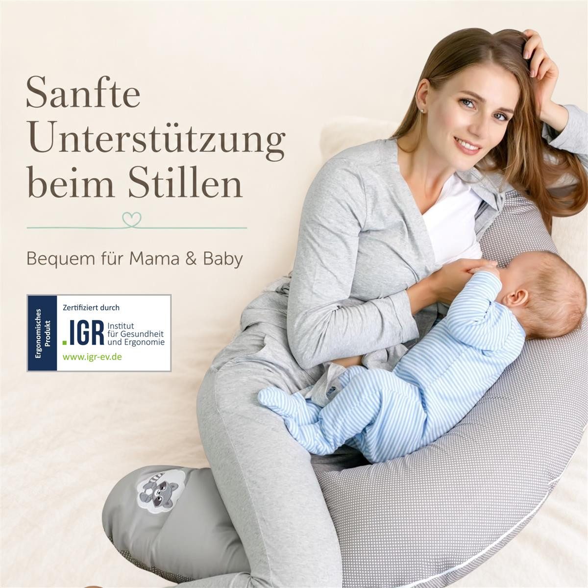 SEI Design Stillkissen Seitenschläferkissen Babynestchen Kuschelnest 170x30 cm, Schwangerschaftskissen mit Bezug, Schwangerschaftskissen mit Bezug, Bezug 100% B – Bild 2 von 5