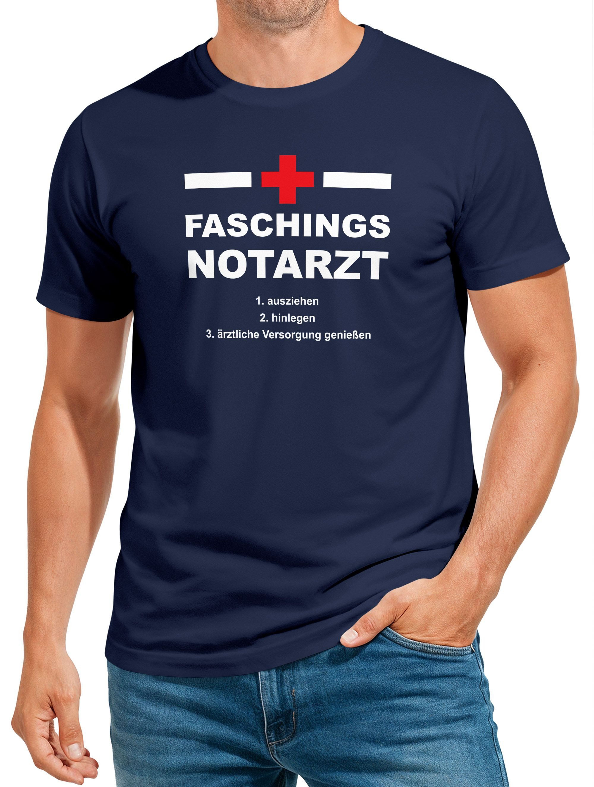 MoonWorks Print-Shirt Herren T-Shirt Karneval Faschings Notarzt lustiges T-Shirt Spruch mit Print