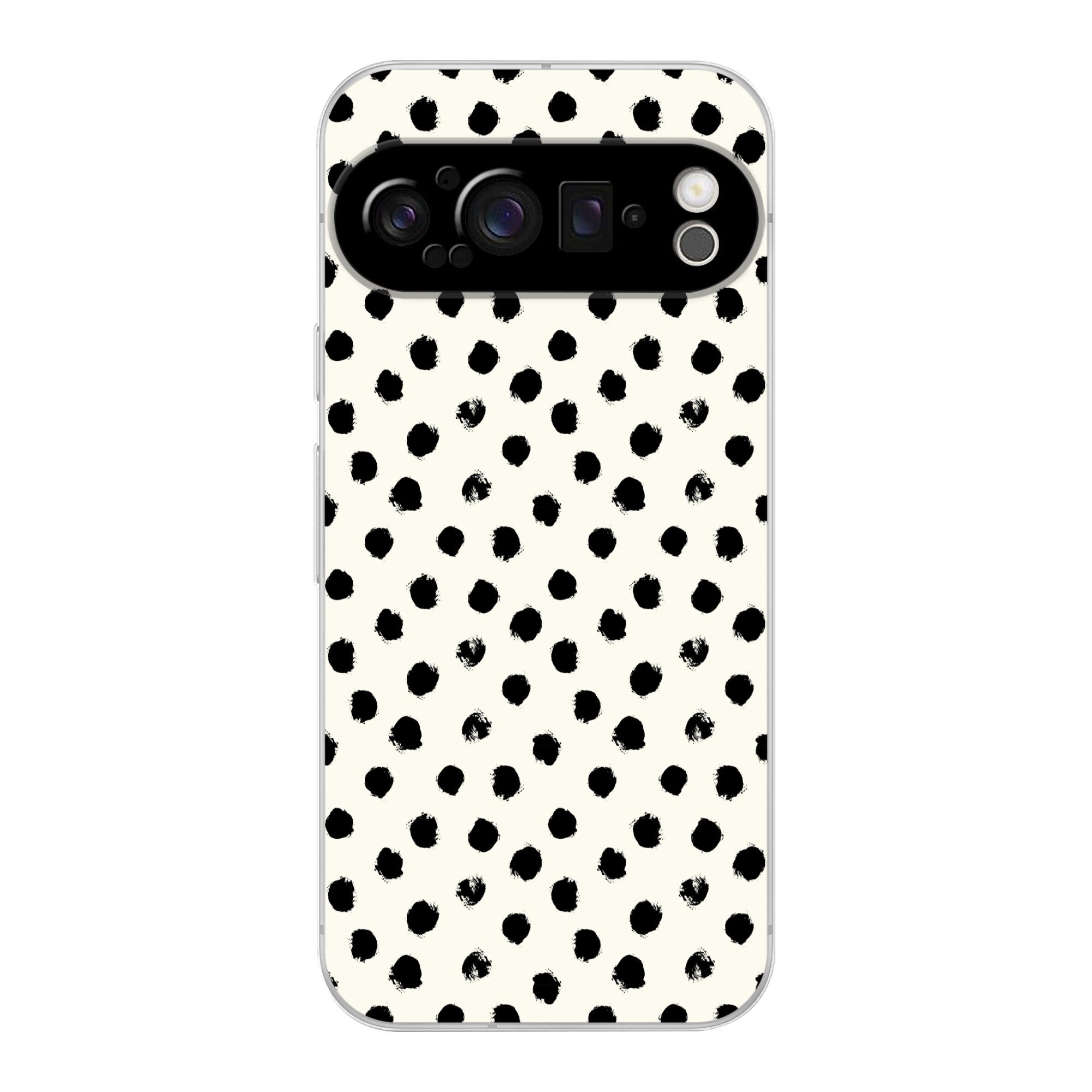 MuchoWow Handyhülle für Google Pixel 9 Pro Polka dots - Schwarz - Weiß - Druck - Minimalis, Phone Case, Silikon, Schutzhülle Dünn