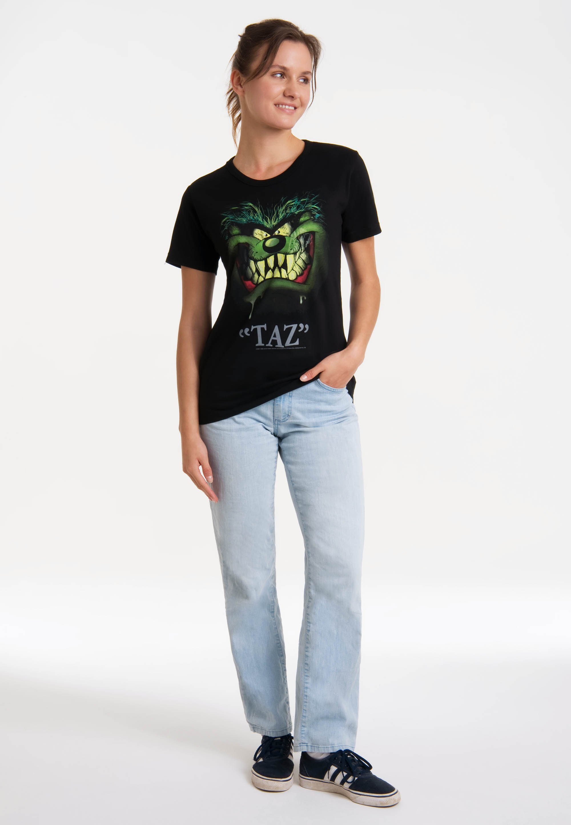 LOGOSHIRT T-Shirt Looney Print lizenziertem Tunes mit Taz - Portrait