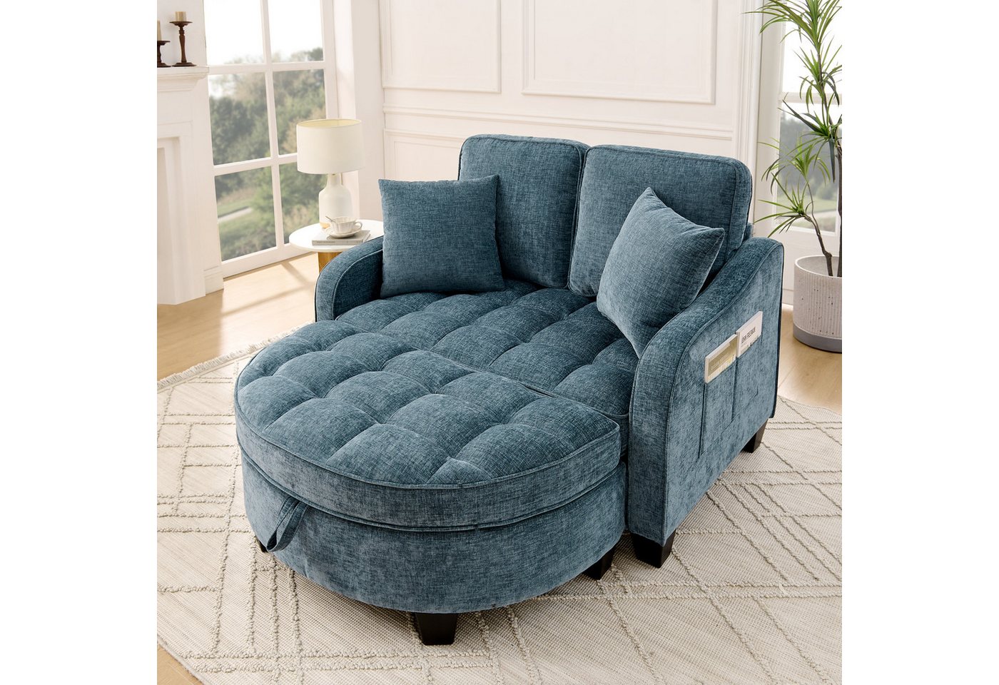Celya Sofa Multifunktionales Sofa, 2-in-1 Sofa-Bett, mit Aufbewahrungs-Hocker, atmungsaktiver hautfreundlicher Stoff, für kleine Wohnzimmer, Studienzimmer, Schlafzimmer