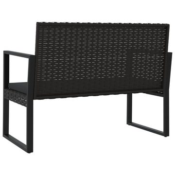 vidaXL Gartenbank Gartenbank mit Kissen Schwarz 106 cm Poly Rattan