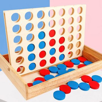 LENBEST Lernspielzeug Brettspiel 4 gewinnt Holz,4 in Einer Reihe Spiel Vertikales Brettspiel, Strategiespiel für 2 Spieler, pädagogisches Spielzeuggeschenk