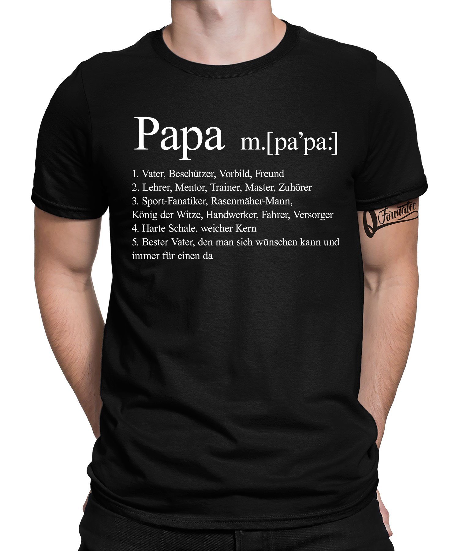 Definition (1-tlg) - Vater Vatertag Herren Quattro T-Shirt Kurzarmshirt Formatee Papa