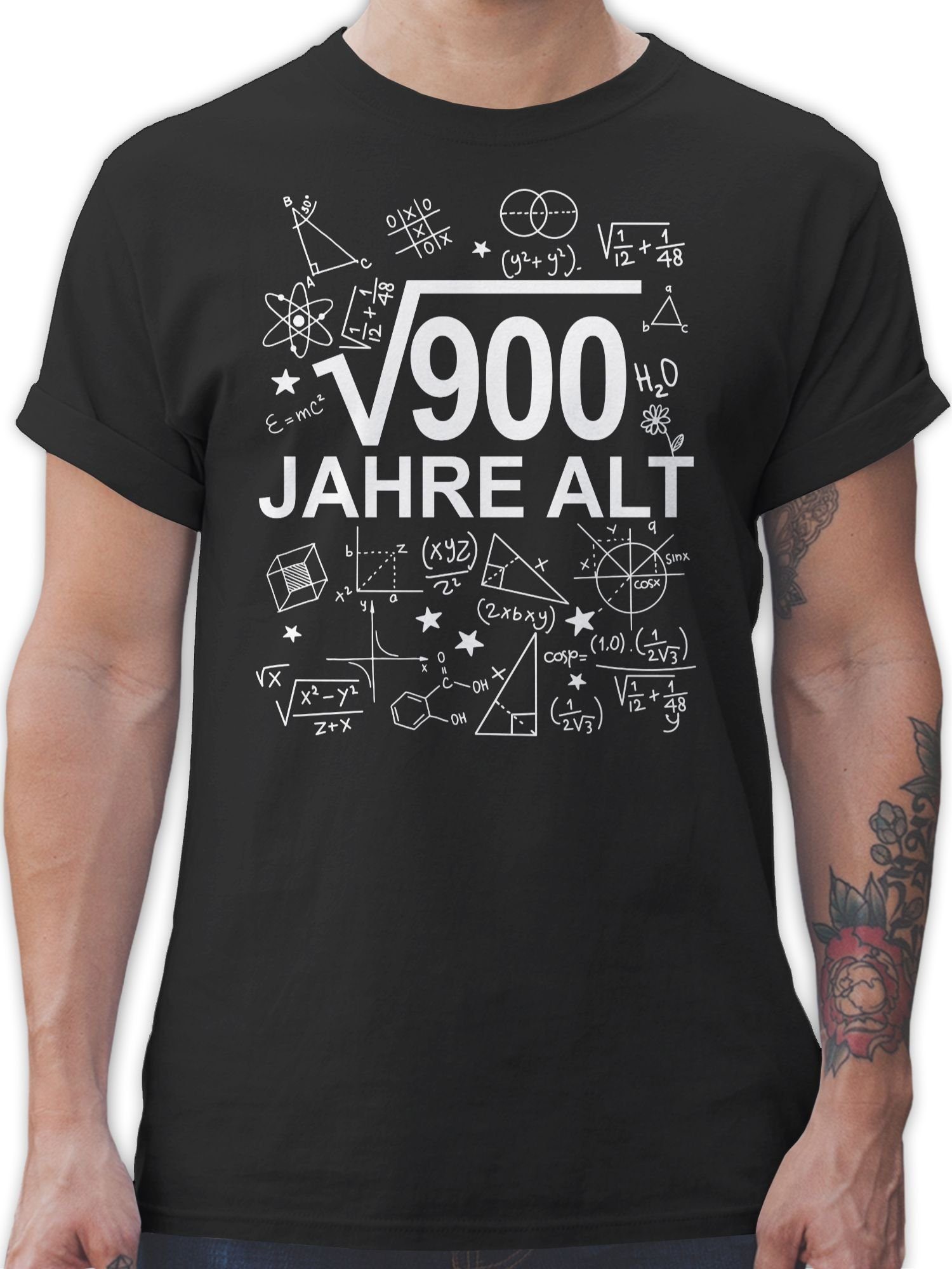 Shirtracer T-Shirt (Wurzel 900) Dreißig Jahre alt weiß 30. Geburtstag 1 Schwarz