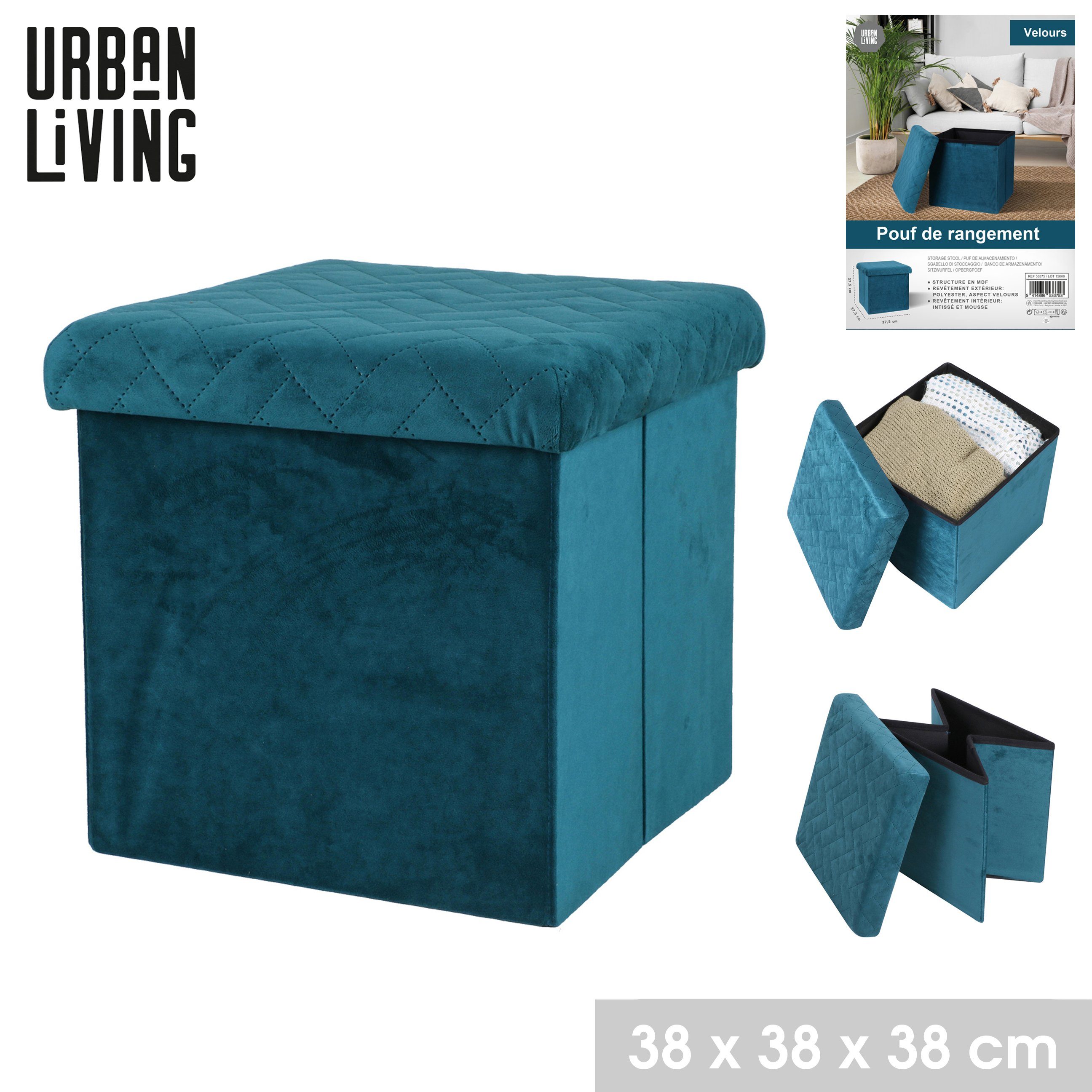 Urban Living Sitzhocker Ottomane faltbar Sitzwürfel Aufbewahrungsbox, hoher Sitzkomfort, Hocker mit Stauraumfach