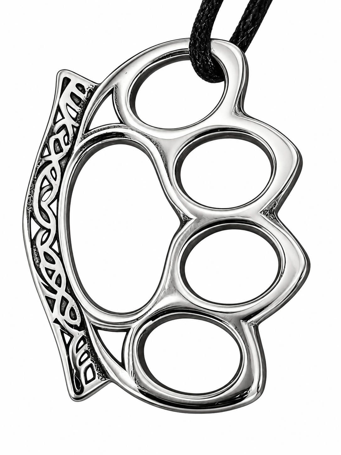 Kiss of Leather Kettenanhänger Schlagring Schlag Ring Knuckle Buster aus Edelstahl