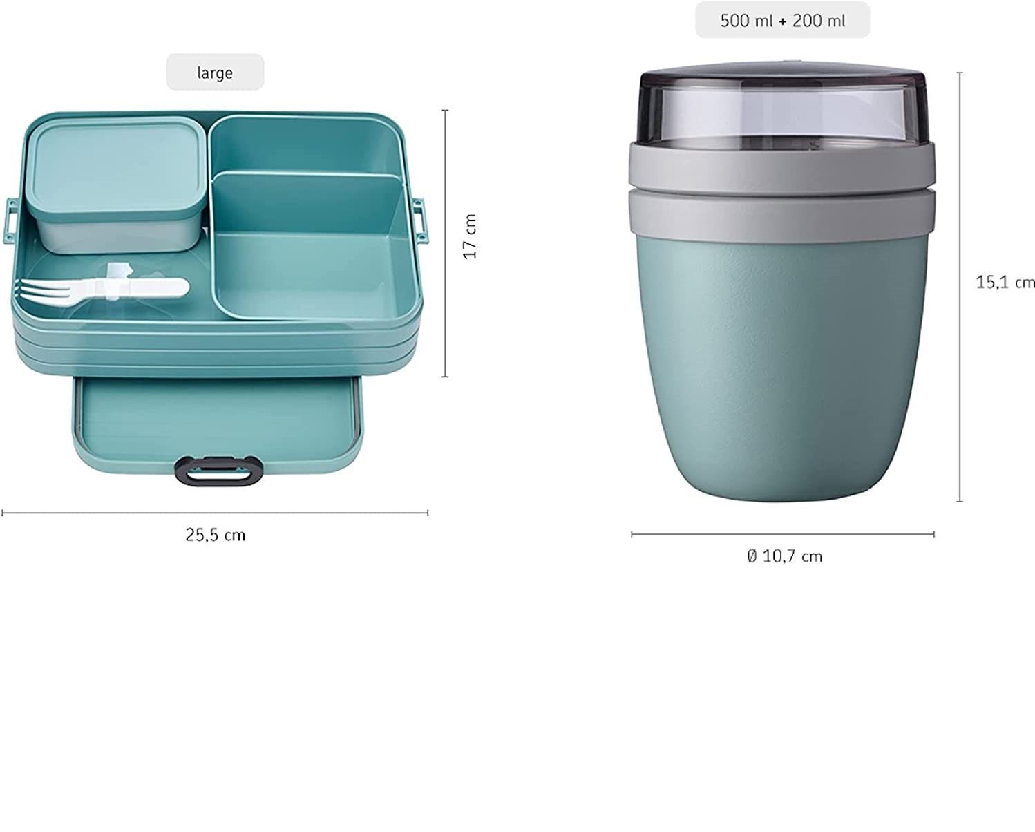Snacks Starter go,Bento-Lunchbox mit Large to Lunchpot 2-tlg weiß Mepal Lunchbox Set