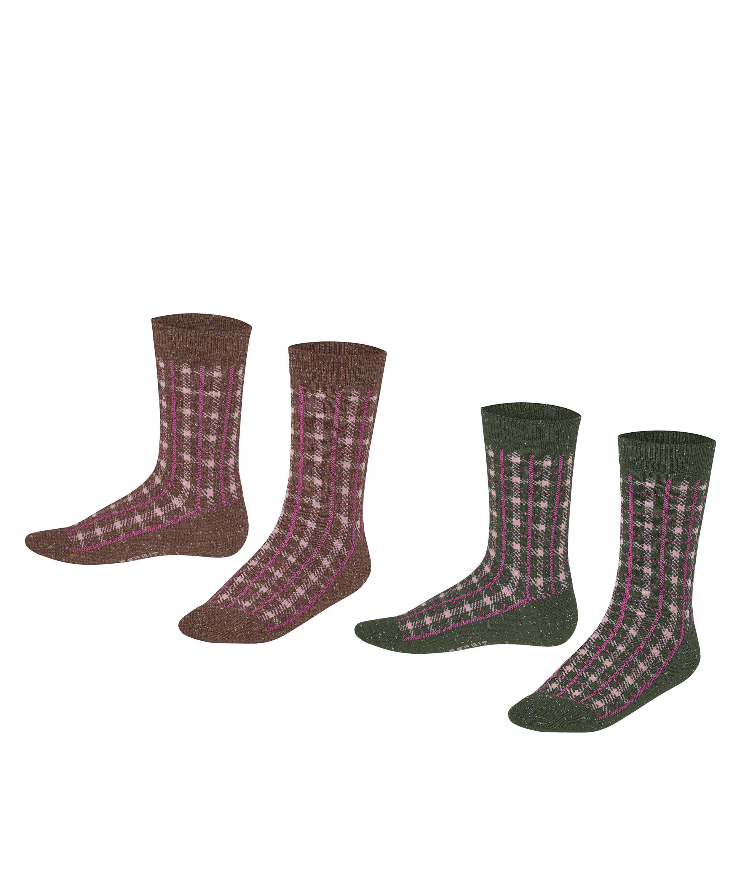 Esprit Socken Check 2-Pack (2-Paar) mit Seidenanteil
