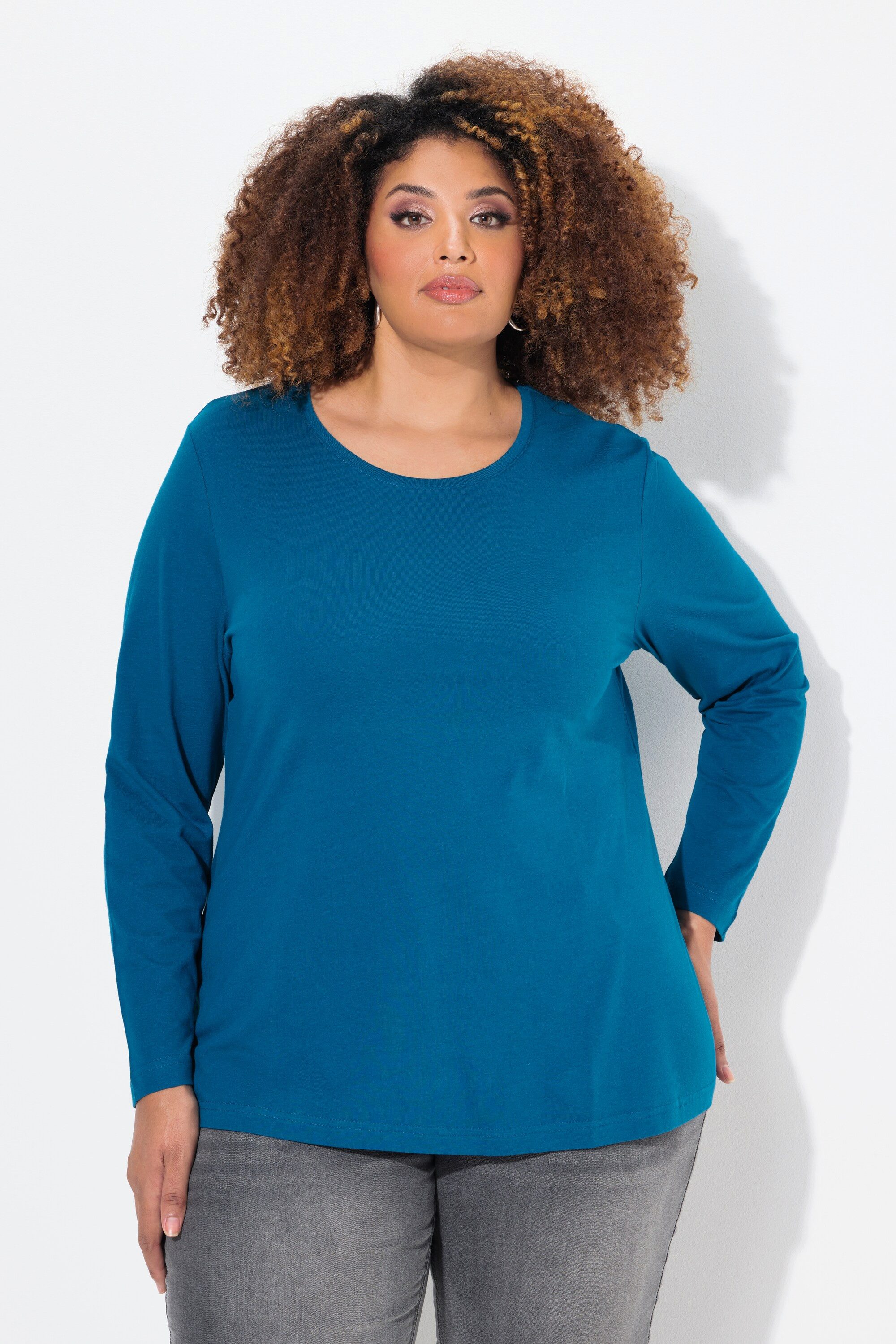 Ulla Popken T-Shirt Shirt Slim Rundhalsausschnitt Langarm – Bild 5 von 5