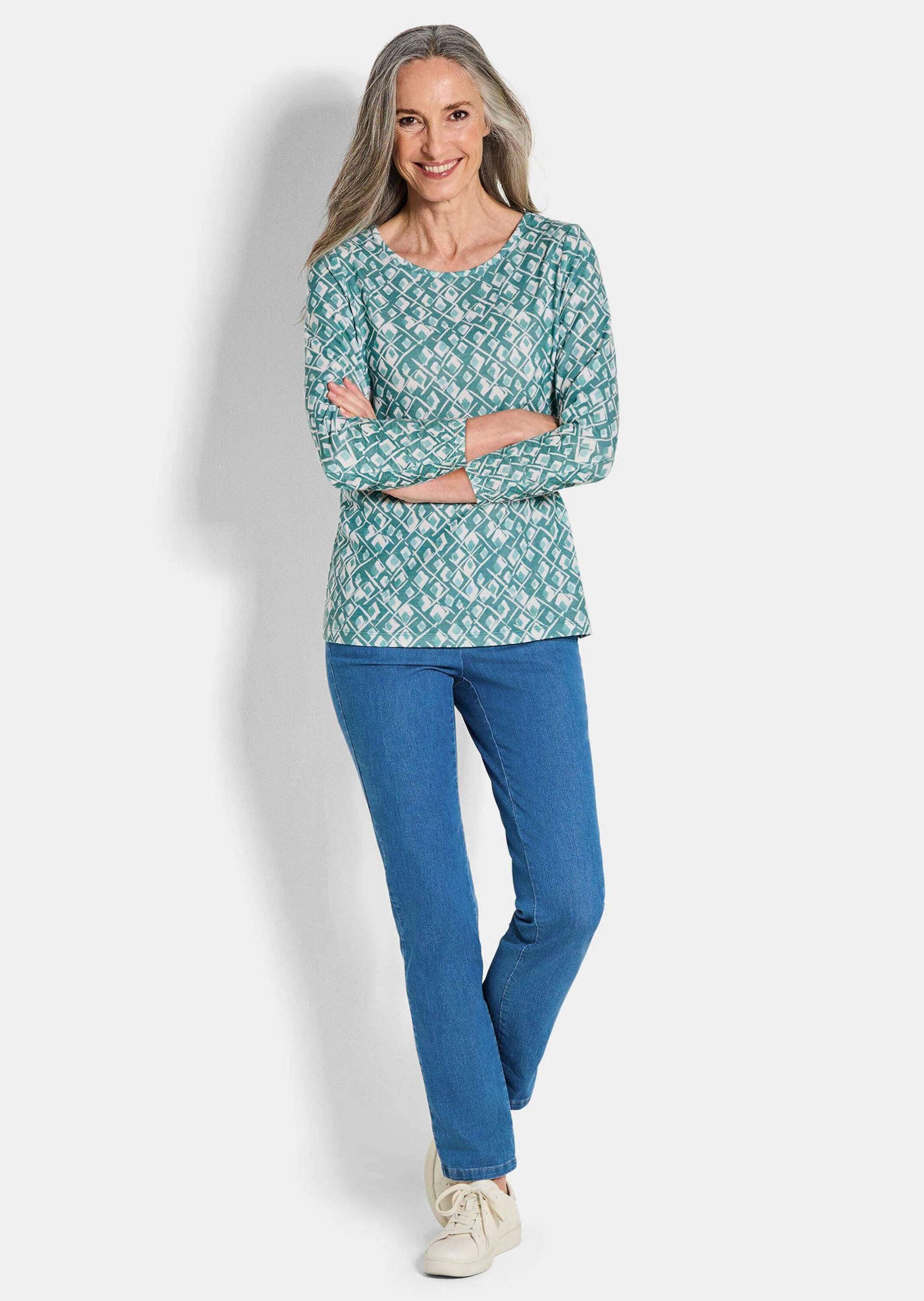 GOLDNER Print-Shirt Halbarm Viskoseshirt im Allover-Design Weiches Druckshi günstig online kaufen