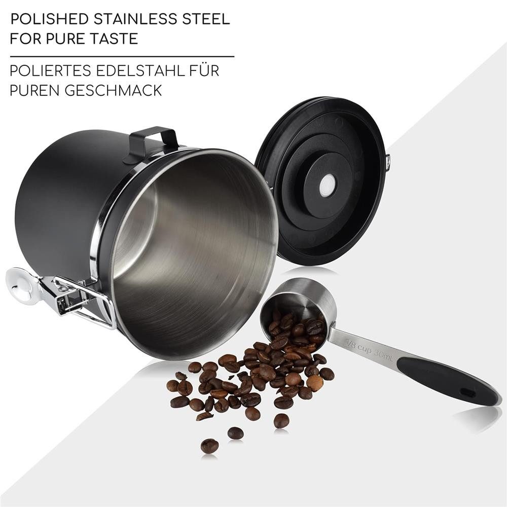 Milu Kaffeedose Kaffeedose Edelstahl, Aromaschutz mit CO2 Ventil, Vorratsdose