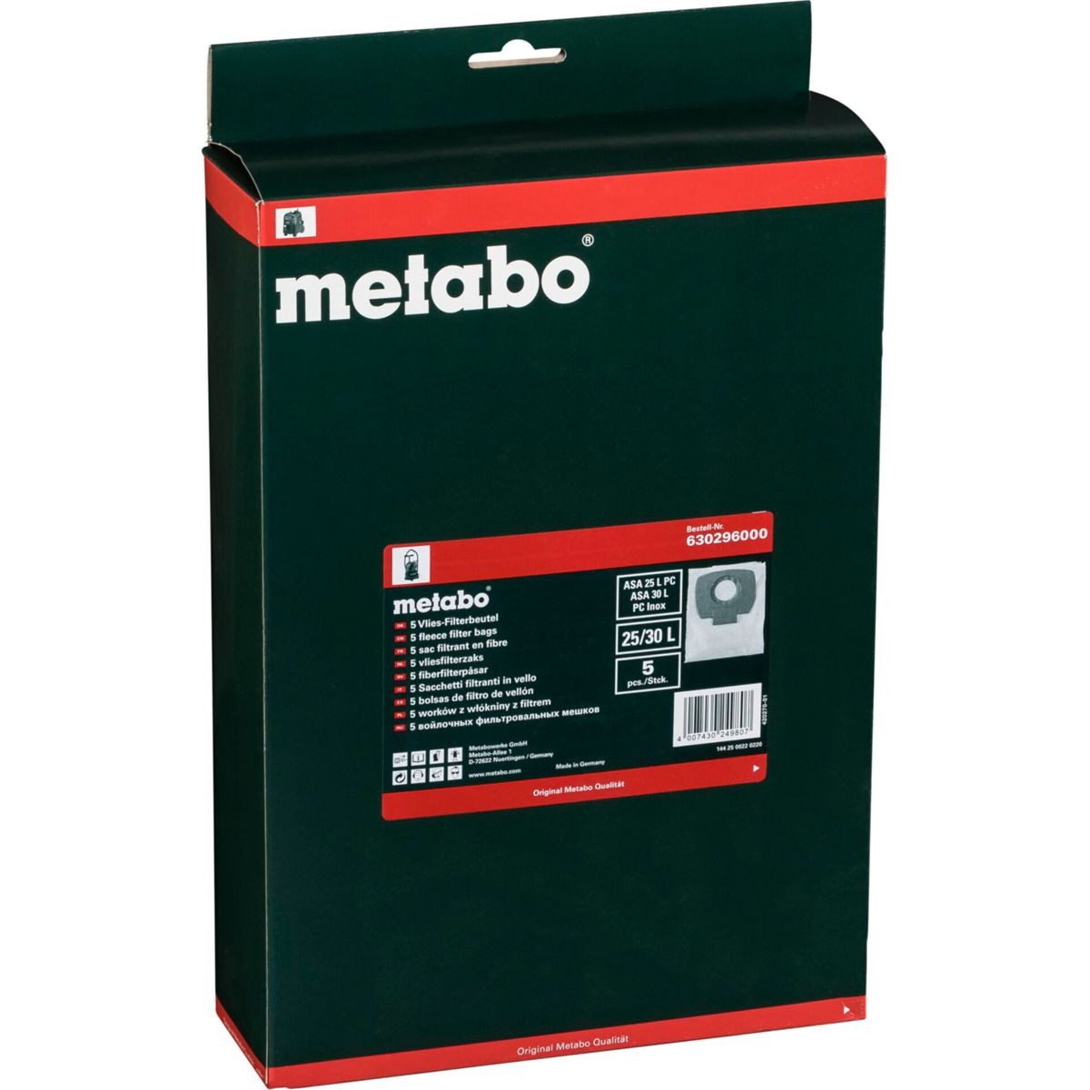 metabo 5 Vlies-Filterbeutel 25 l 30 l Objektivzubehör
