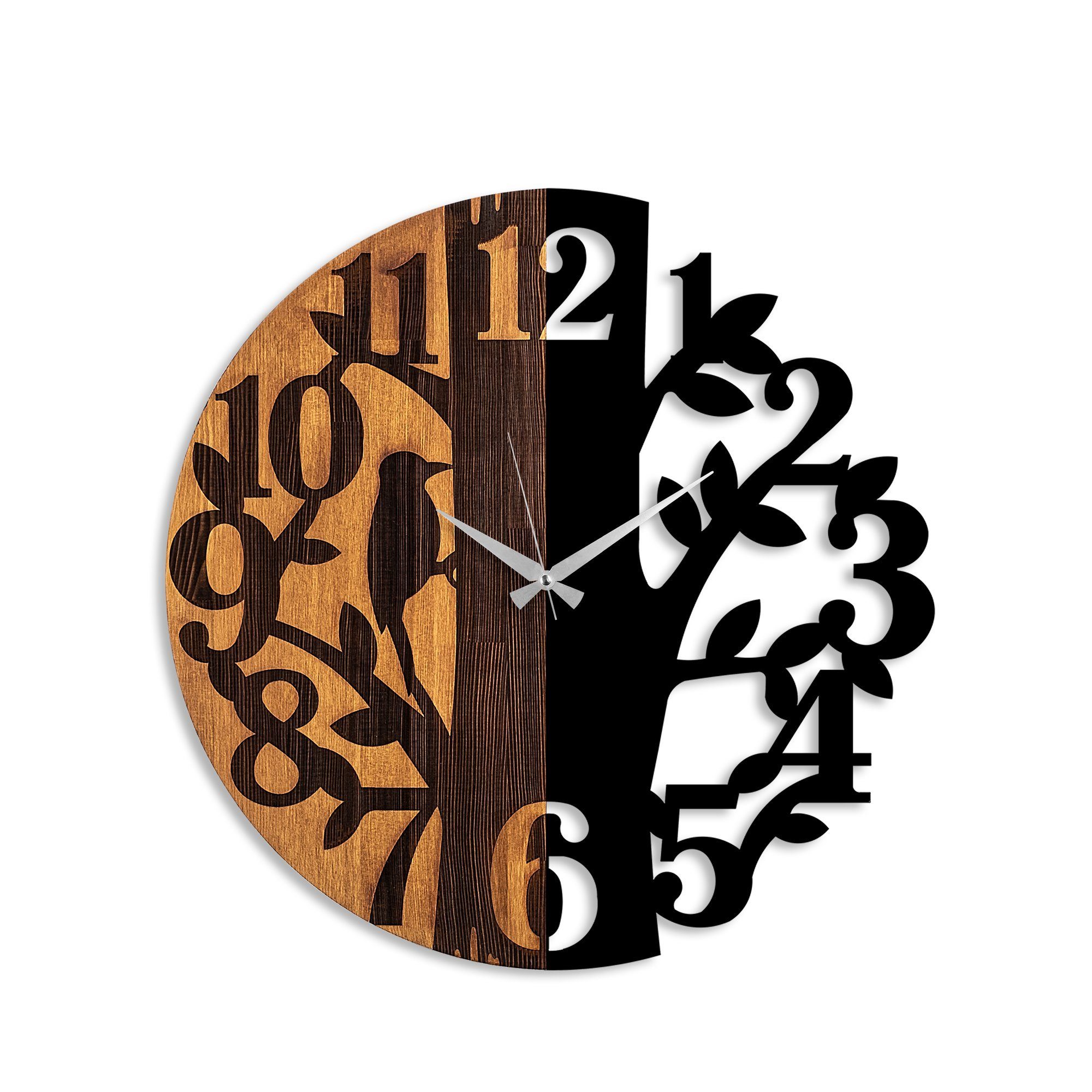 Wallity Holz Wanduhr Wanduhren, 100% TNL1170,Schwarz,