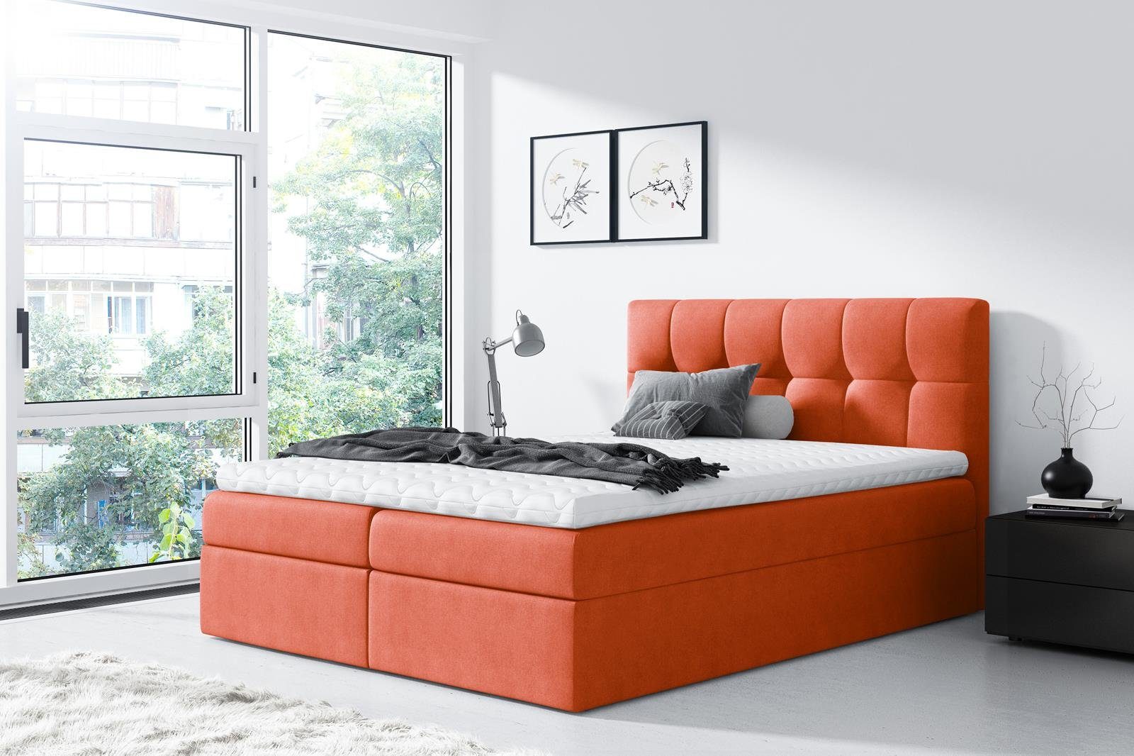 Beautysofa Boxspringbett Kontinentales Bett mit Matratze günstig online kaufen