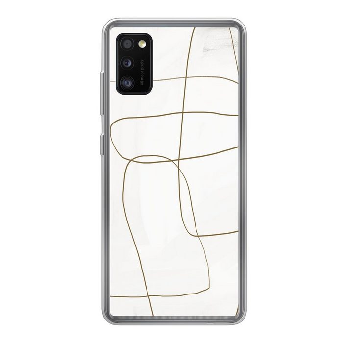 MuchoWow Handyhülle Kunst - Braun - Weiß - Abstrakt Handyhülle Samsung Galaxy A41 Smartphone-Bumper Print Handy