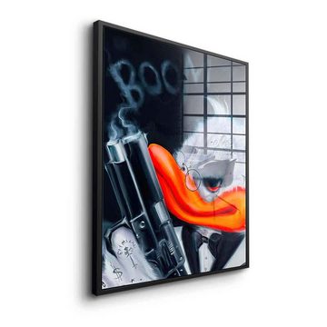 DOTCOMCANVAS® Acrylglasbild Boom - Acrylglas, Acrylglasbild Boom Duck Gangster schwarz weiß hochkant Pop Art