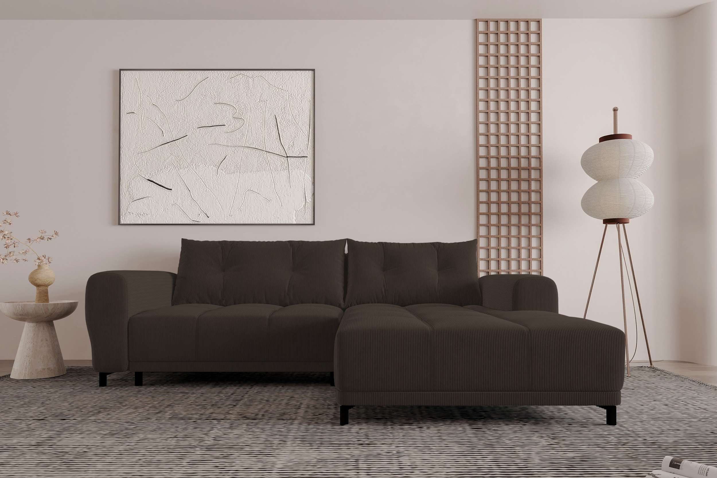 99rooms Ecksofa Massimo, Sofa L-Form, Eckcouch, mit Schlaffunktion,Rundumbezug, in Cordstoff POSO