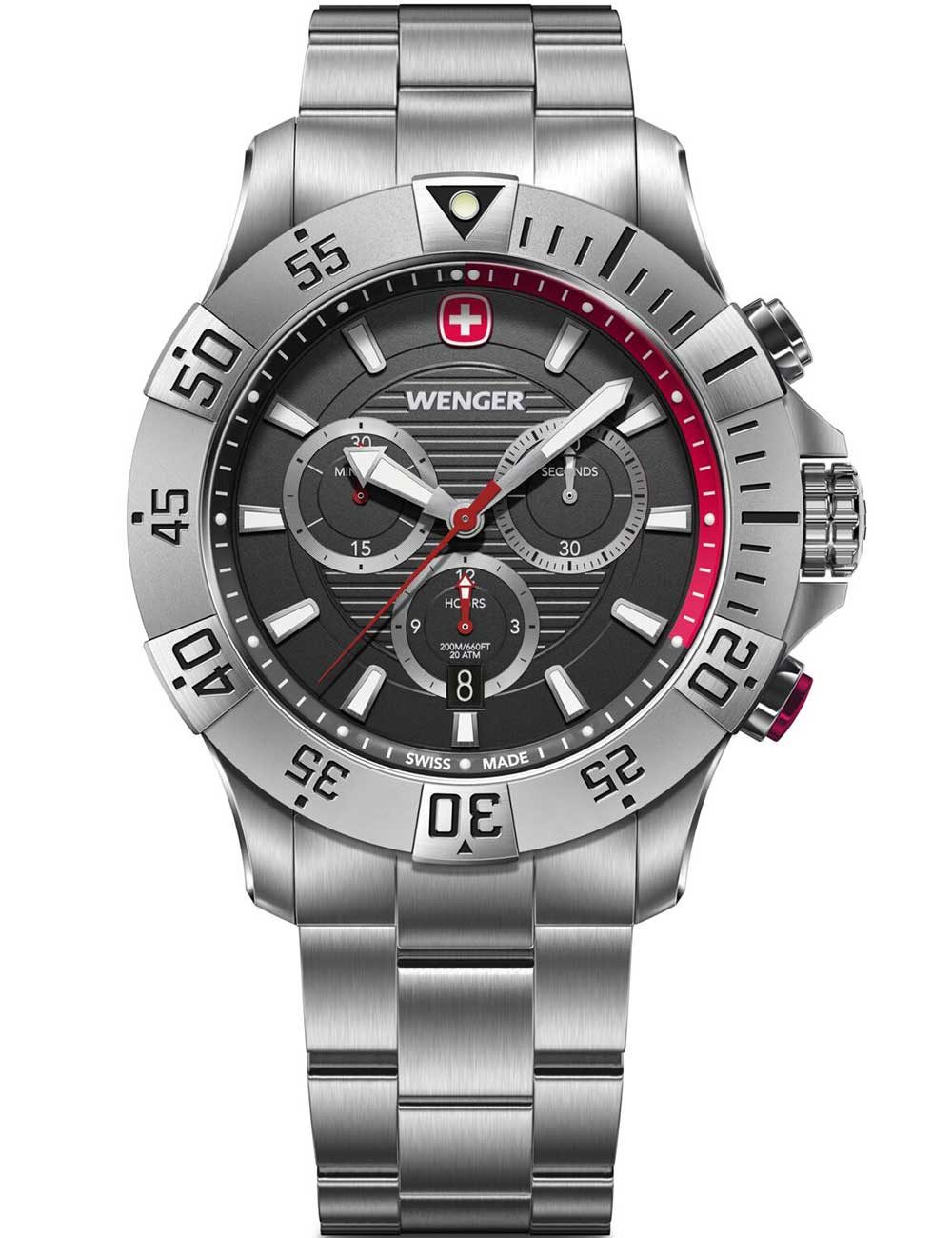 Quarzuhr Wenger 01.0643.123 Herrenuhr Seaforce Chronograph 43mm 20ATM Wenger 01.0643.123 Herrenuhr Seaforce Chronograph 43mm 20ATM