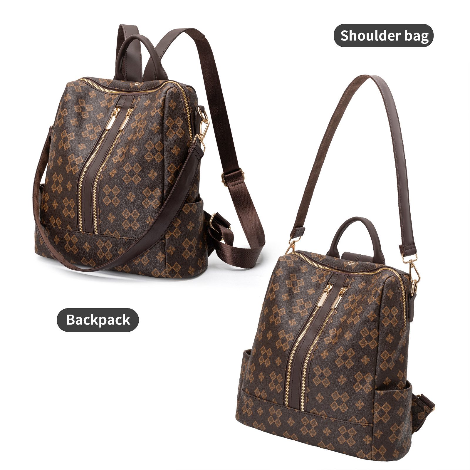 Toomoke Rucksack Damen Rucksack, Kleine 2 in 1 Rucksackhandtasche (Wasserdichte Leder Schultaschen, Geldbörse Umhängetasche Handtasche Rucksack), Geschenk,Anti-Diebstahl Tagesrucksack Schultertaschen