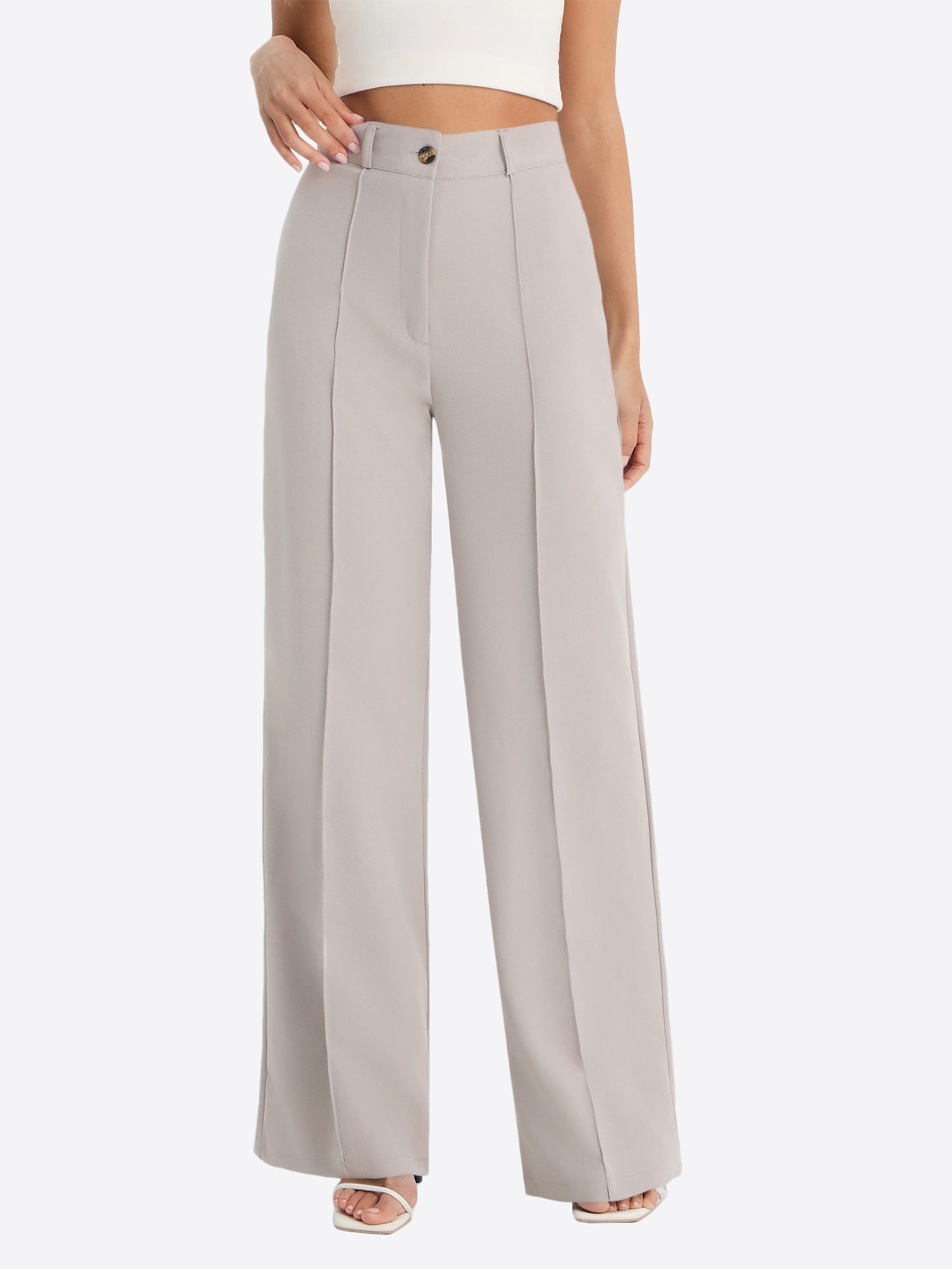 Imily Bela Marlene-Hose Damen Businesshose weitem Anzughose (Packung, 1-tlg., 1per-Pack) mit Knöpfen