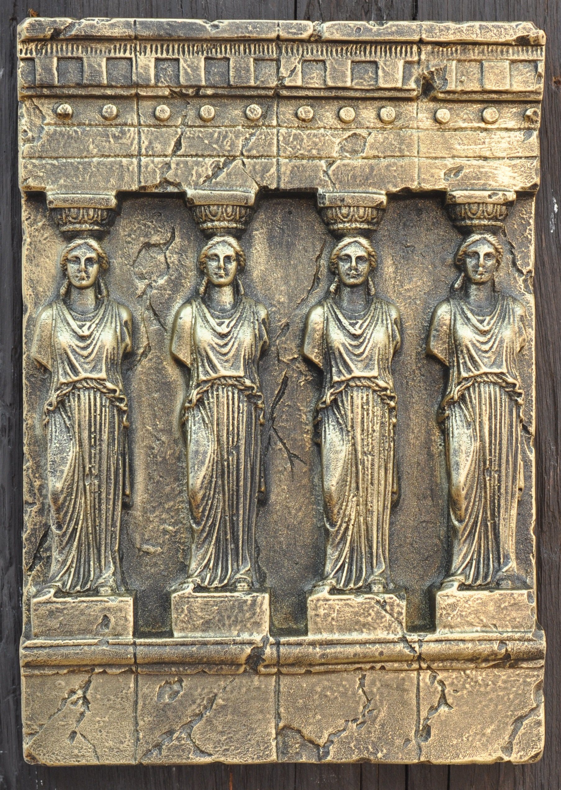 JVmoebel Skulptur, quadriga Wandrelief Antik Stil Relief Wand Gemälde Antike Handarbeit Gold