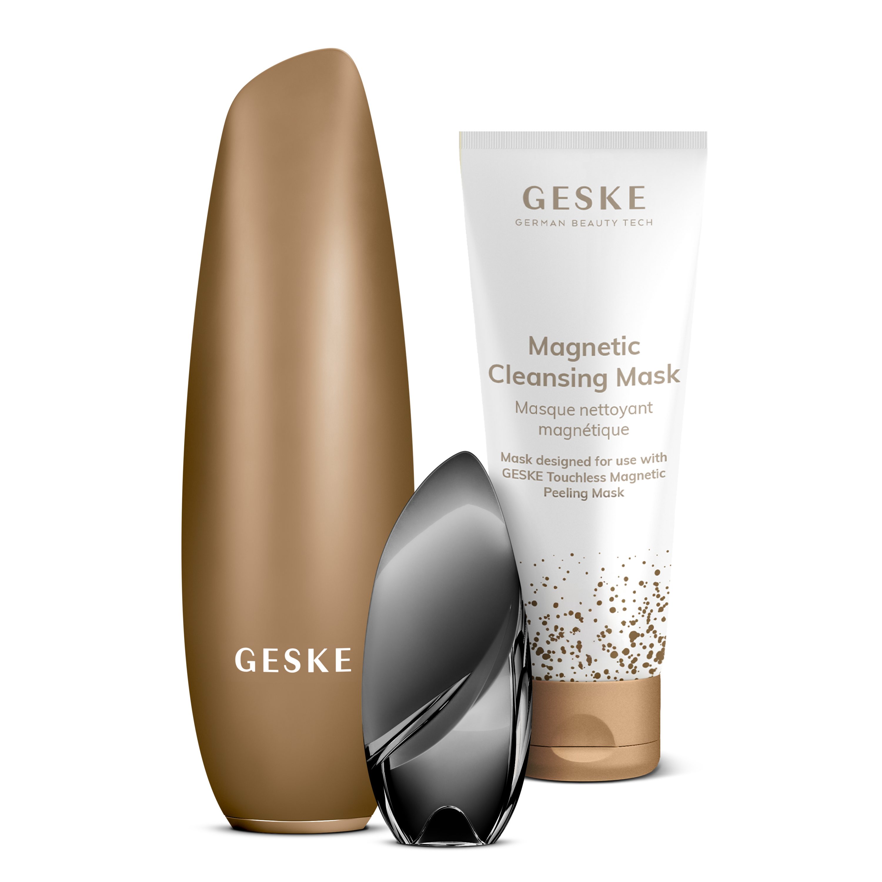 GESKE German Beauty Tech Porenreiniger Touchless Magnetic Peeling Mask 5in1 + 1x Magnetic Cleansing Mask, Packung (Gerät & USB-Ladekabel), 3-tlg., Gerät inkl. kostenloser APP (SmartAppGuided Device), Mit der GESKE App erhältst Du deine personalisierte Hautpflegeroutine.