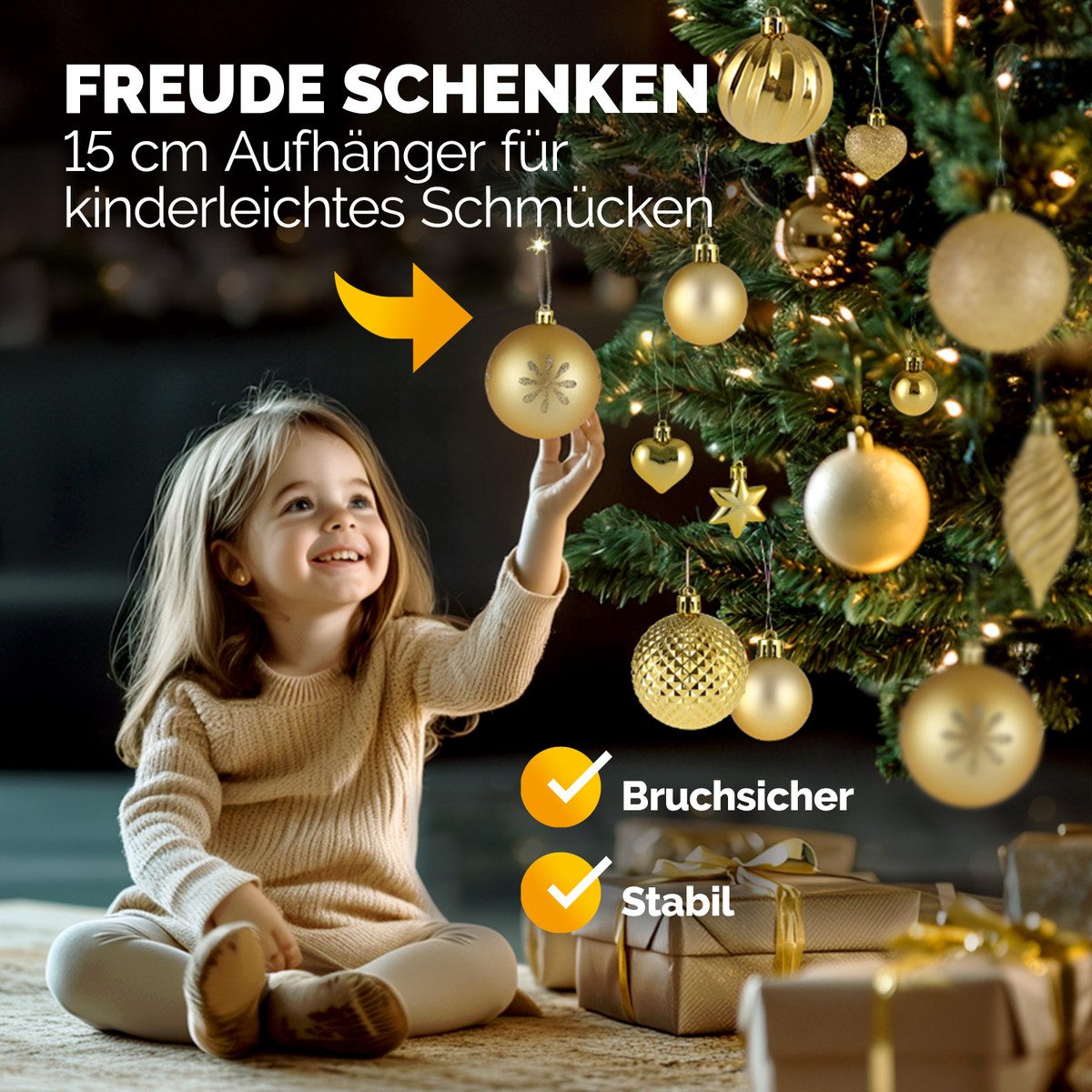 Deuba Weihnachtsbaumkugel (103 St), Weihnachtskugeln 103er Set Weihnachtsdeko matt glänzend glitzer
