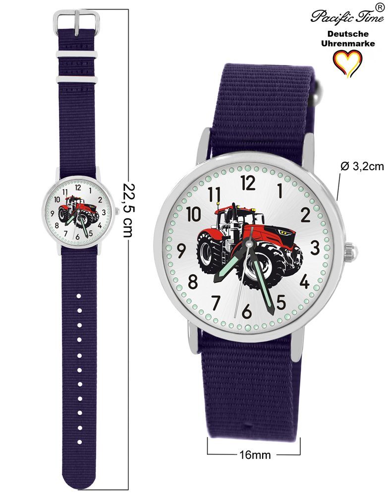 Pacific Time Quarzuhr Kinder Armbanduhr und Design Wechselarmband, Mix rot Versand Traktor - Gratis violett Match