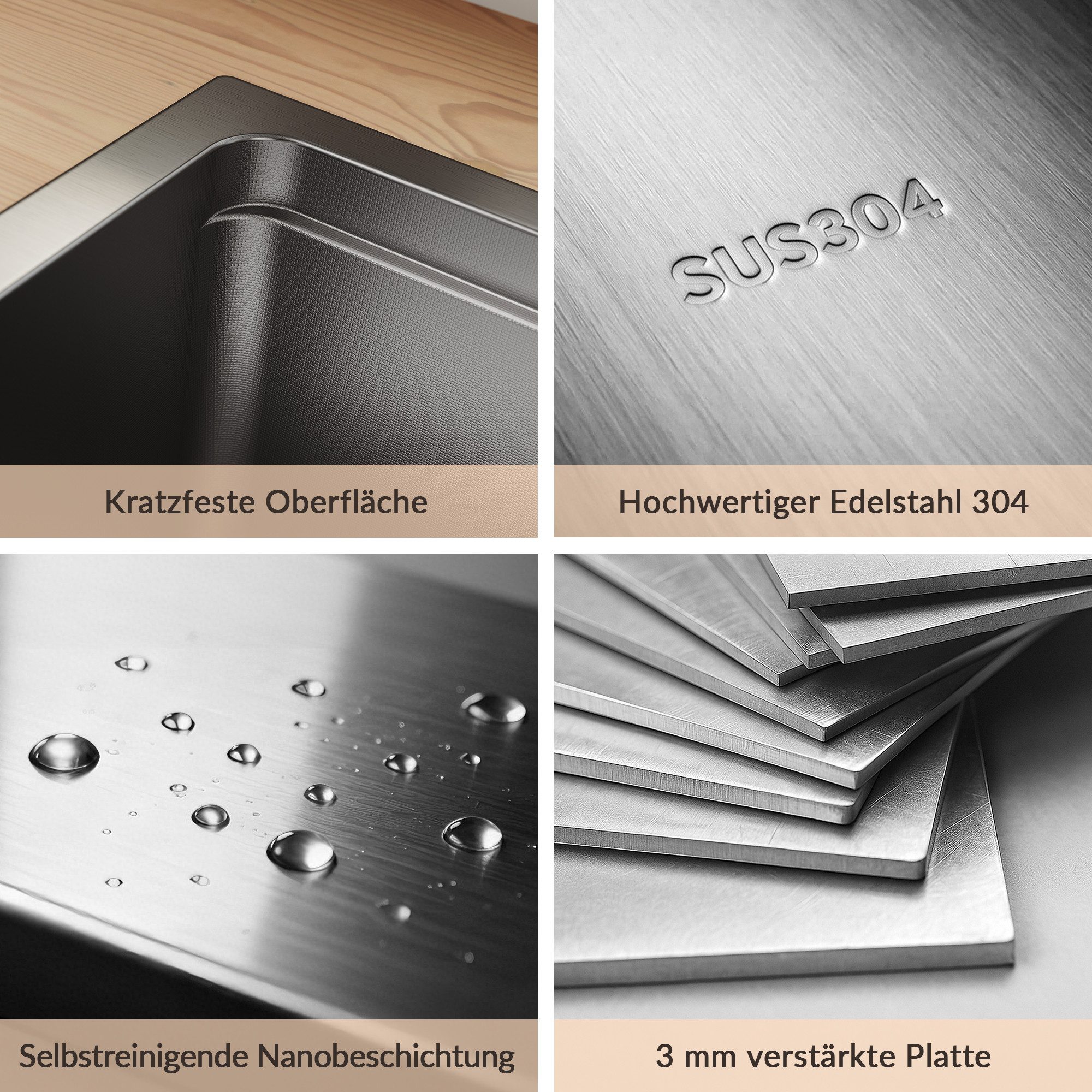 SONNI Küchenspüle Spülbecken Küchenspüle/Waschbecken küche Edelstahlspüle, Schmaler Rand, 70/24.5 cm, Dreieckiger Spülen-Siebkorb