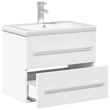 vidaXL Badezimmerspiegelschrank Waschbeckenunterschrank mit Einbaubecken Weiß