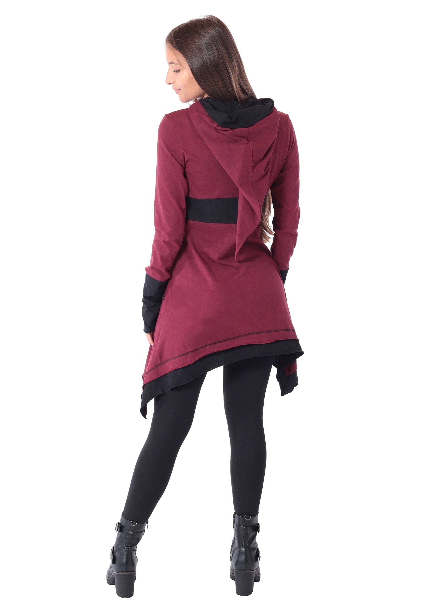 PUREWONDER Zipfelkleid Kleid aus leichter Baumwolle mit Zipfelkapuze, Oberteil Nr 37 Rot XXL Ganzjahreskleid