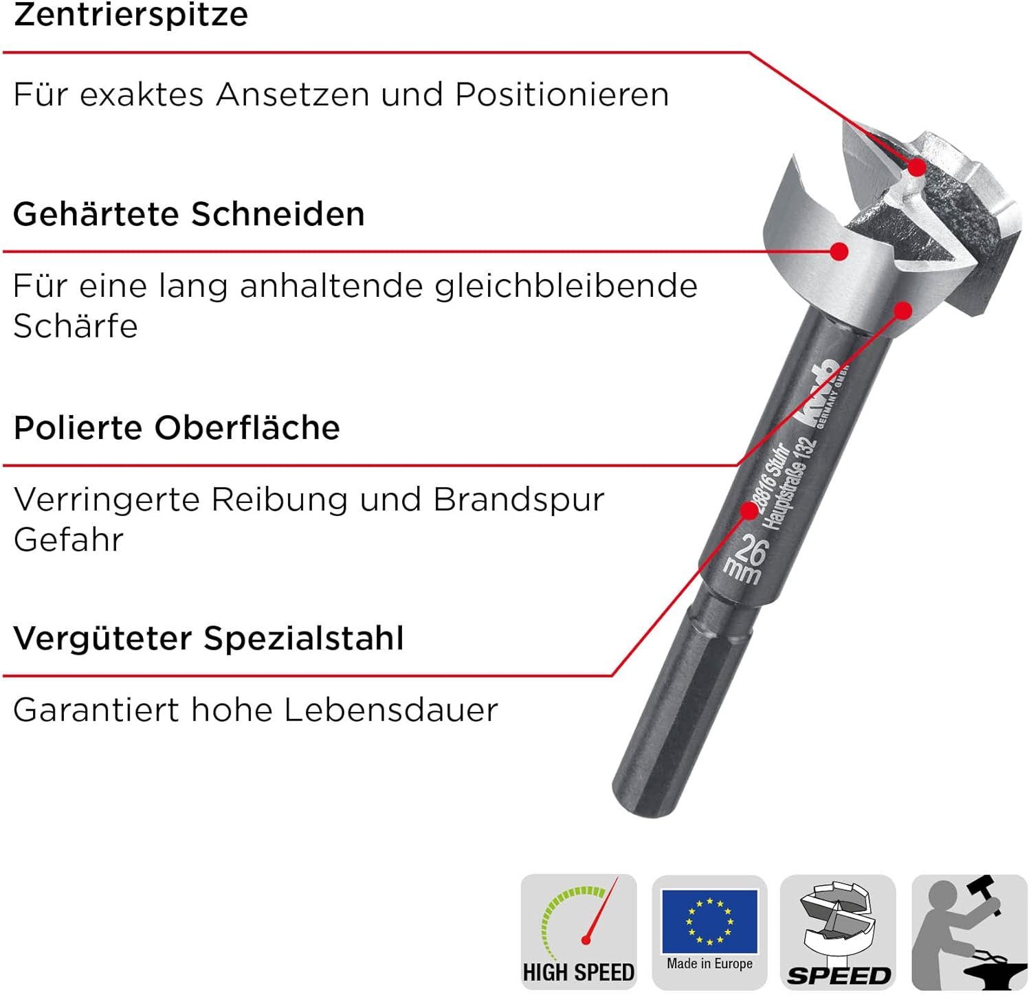 kwb Bohrer- und Bit-Set kwb SPEED Forstnerbohrer ø 60 mm - Präzisions-Wellenschliff, gehärtete, kwb SPEED Forstnerbohrer ø 60 mm - Präzisions-Wellenschliff, gehärtete