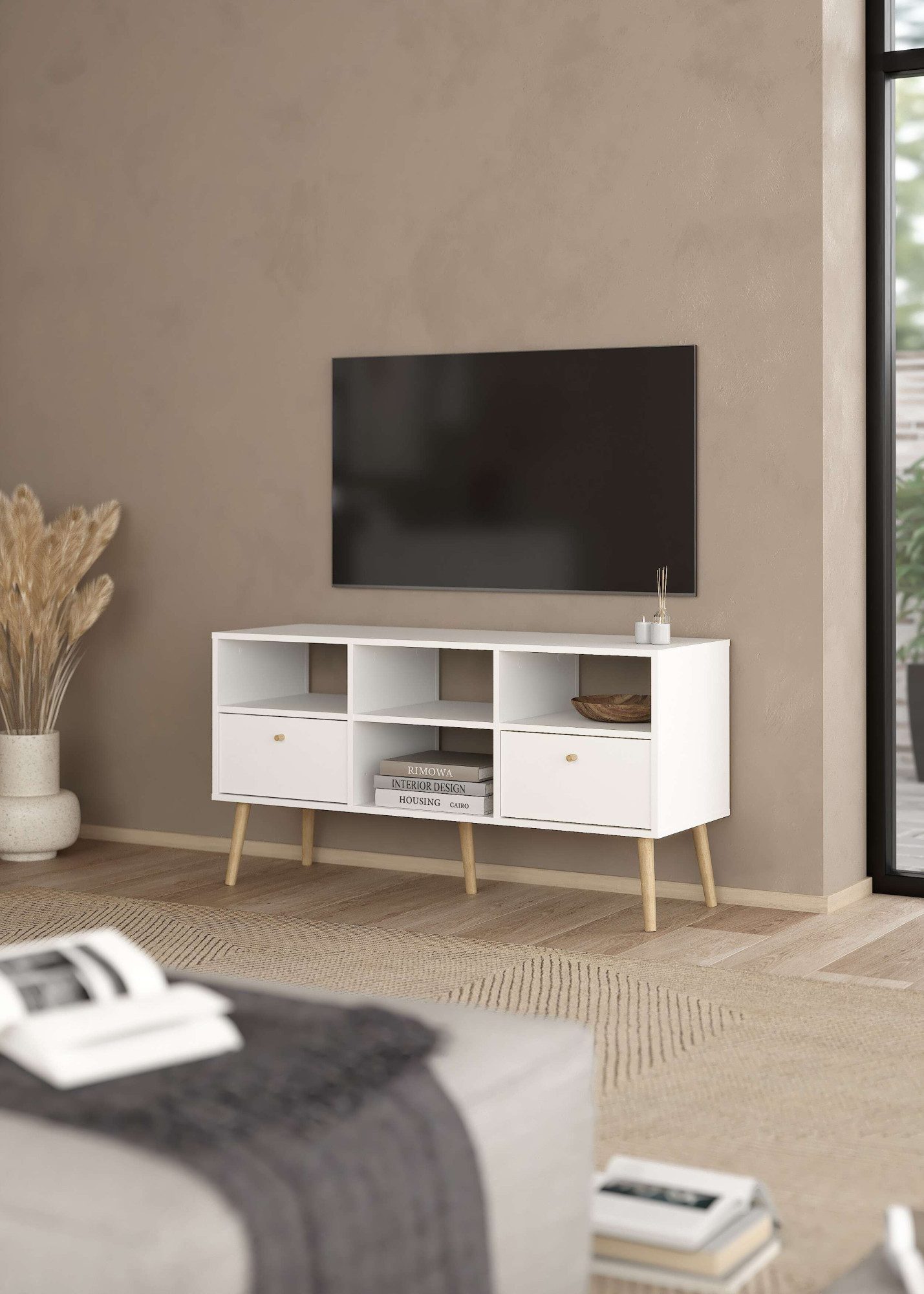 andas TV-Board Bodo TV-Möbel, TV-Unit, Mediamöbel, Regal, 2 Schubladen und günstig online kaufen