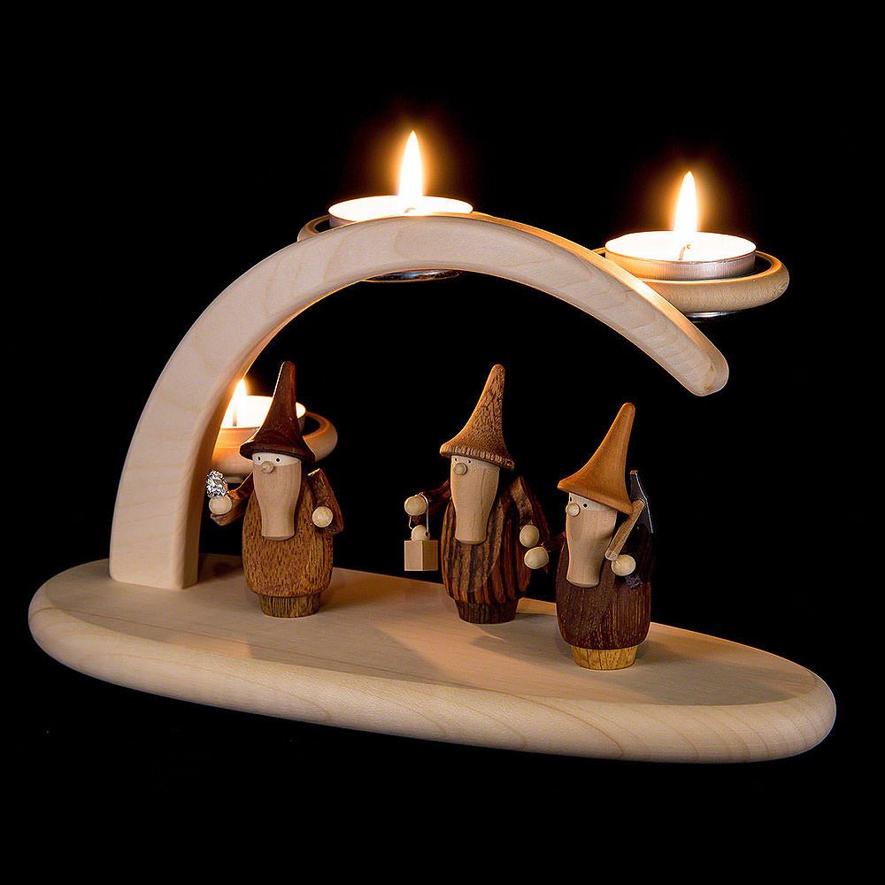 Seiffener Volkskunst Schwibbogen Leuchterbogen mit Gnomen (25x13x10cm) von Seiffener Volkskunst