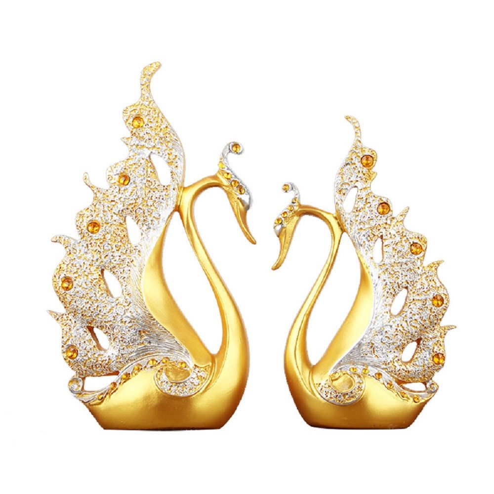 LIANNA Dekoobjekt Kreative Schwan Deko Statue Heim Desktop Craft Artwork, (Set, Geschenk (2 Stück), Kreativ natürliches Harz Deko Für Flur Schlafzimmer Desktop Decor