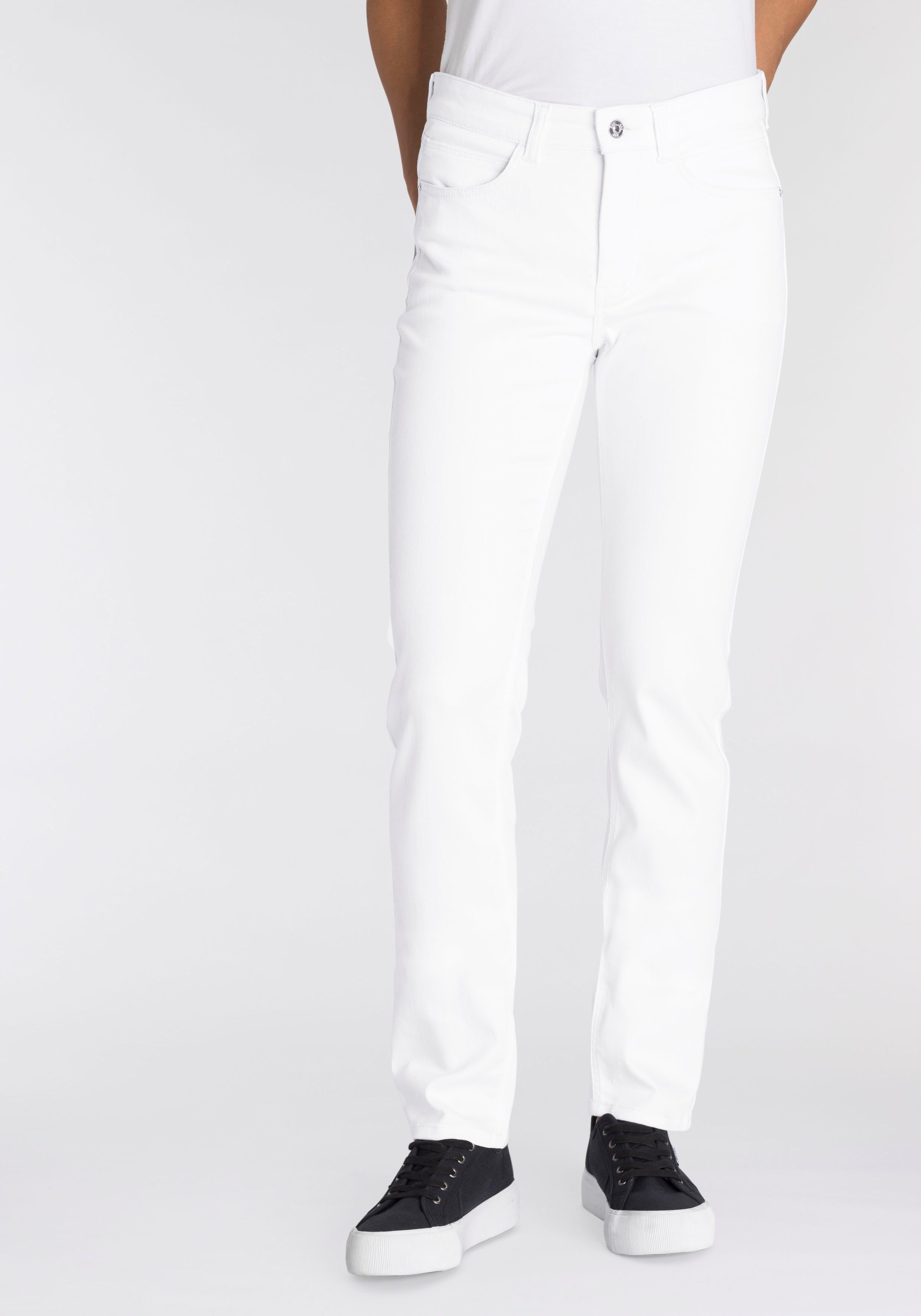 MAC Stretch-Jeans Angela Schmal geschnitten white denim